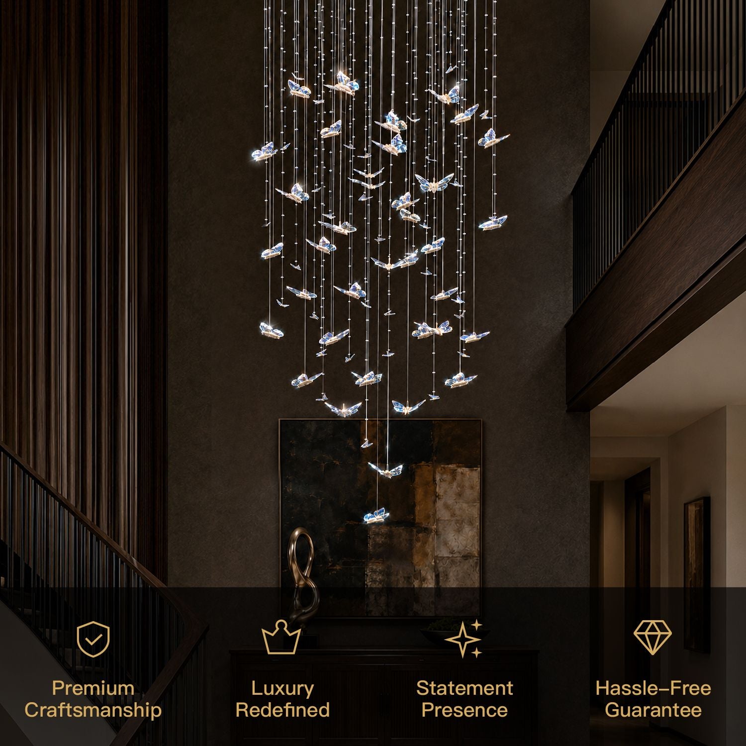 Aerosus Waterfall Chandelier features: Premium Craftsmanship, Luxury Redefined, Statement Presence, Hassle-Free Guarantee — perfect for high-end residential and commercial spaces | Sofary Lighting