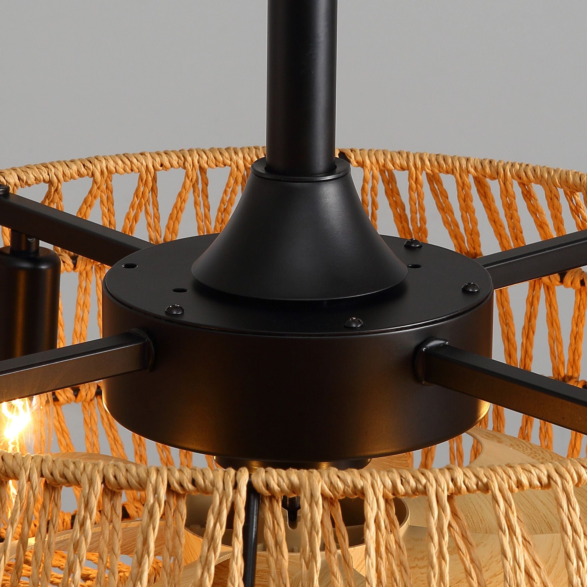 Solid wood blades with smooth finish, curved aerodynamic design, quiet performance | Sofary Lighting