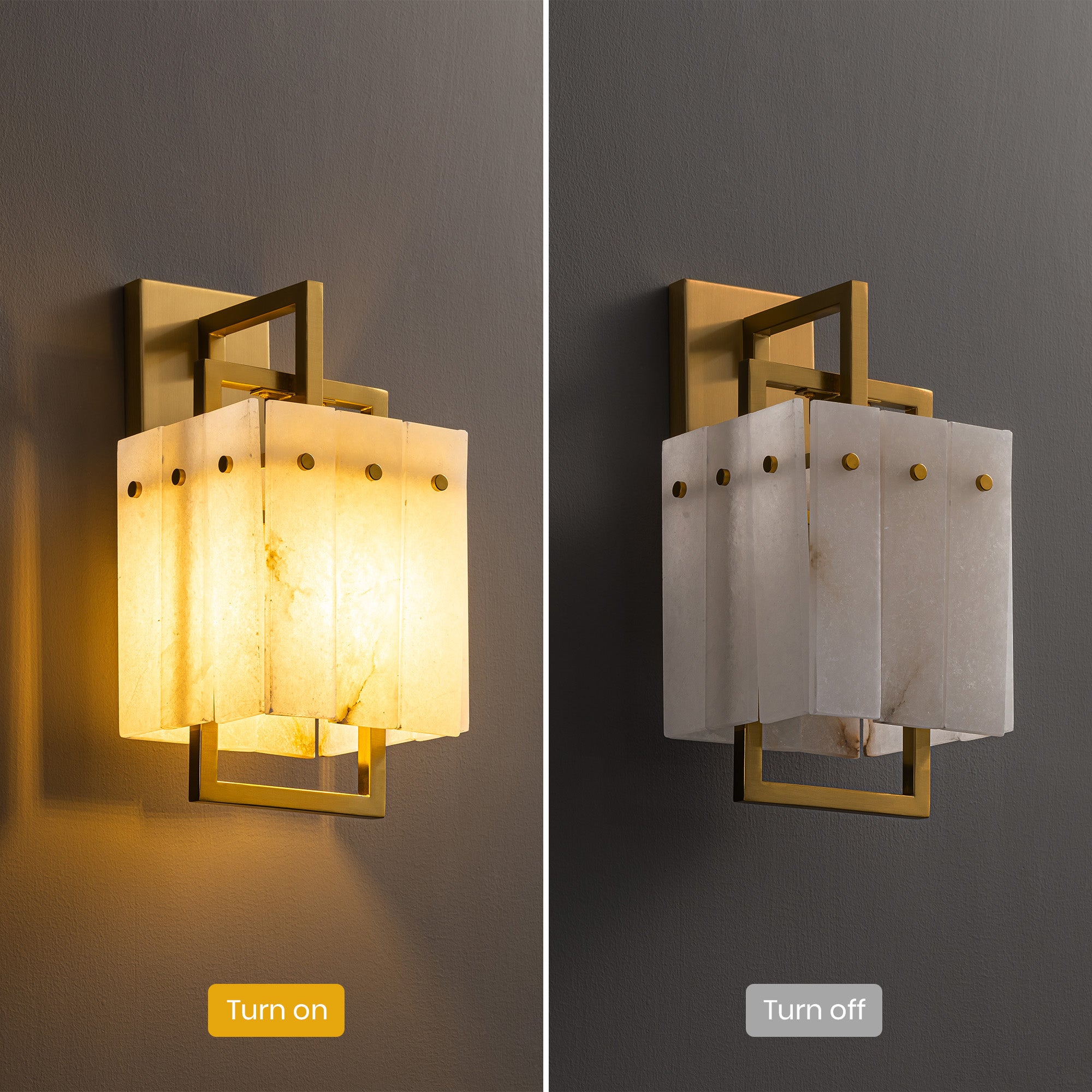 althea-modern-minimalist-brass-alabaster-box-wall-sconce-turn-on-and-turn-off