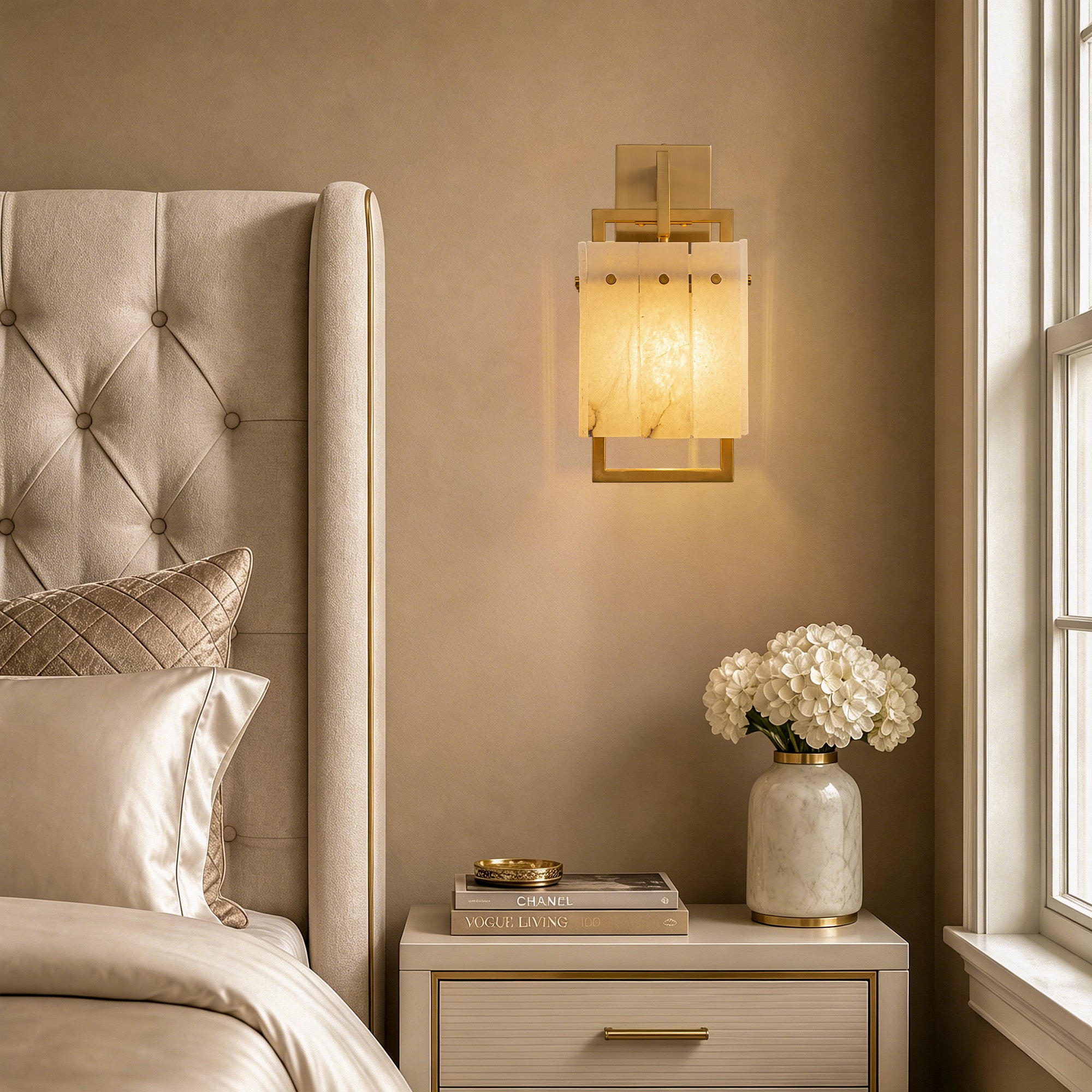 althea-modern-minimalist-brass-alabaster-box-wall-sconce-turn-on-next-to-bed-sofary