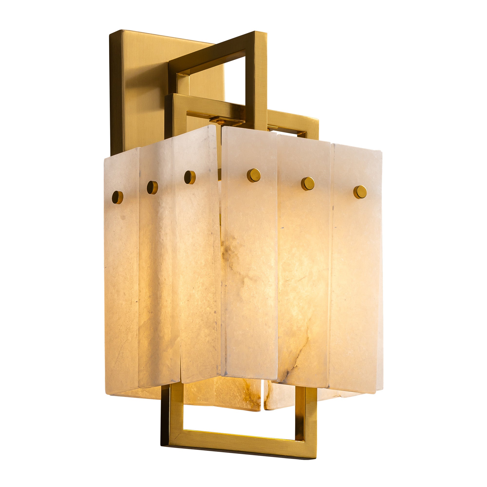 althea-modern-minimalist-brass-alabaster-box-wall-sconce-turn-on-white-background-sofary