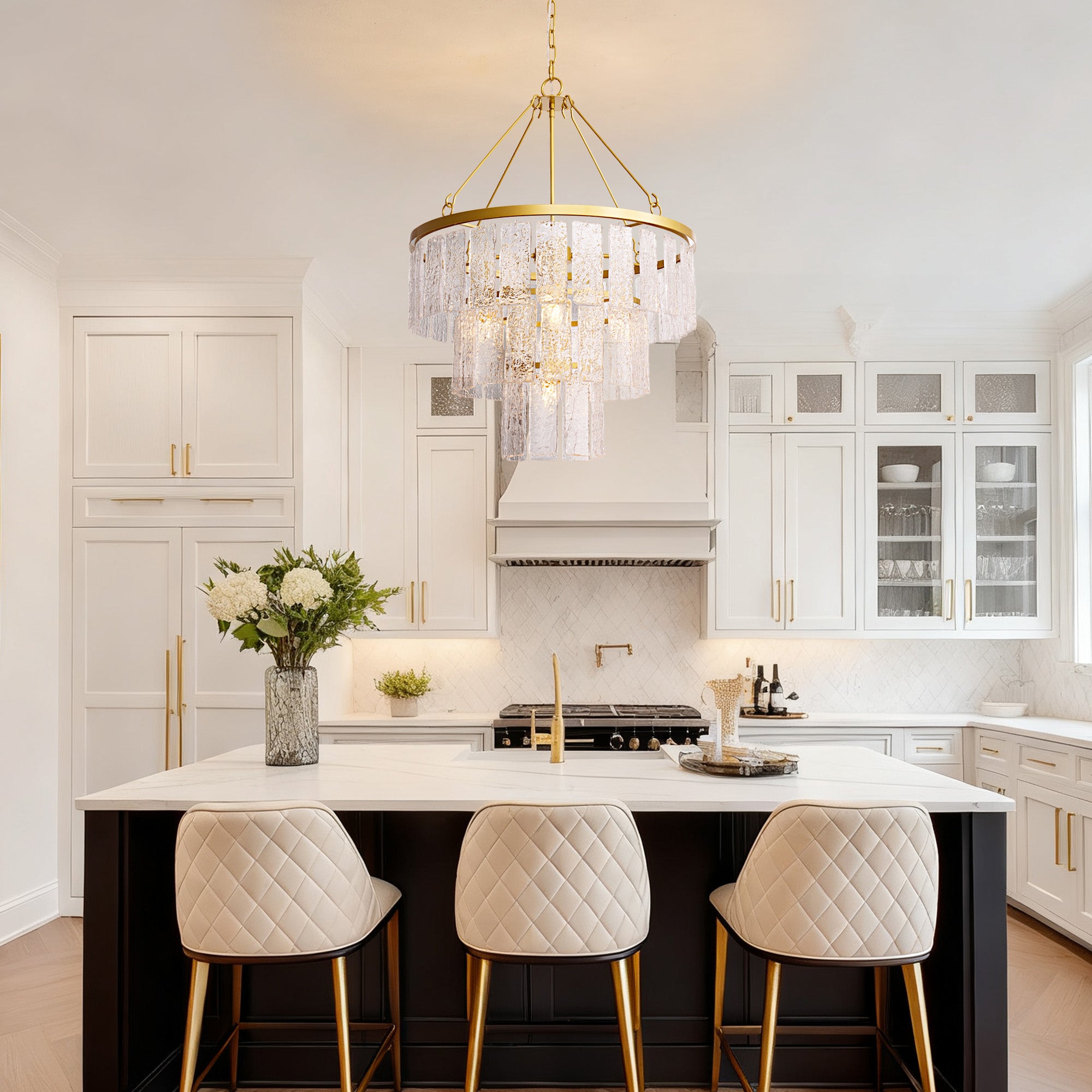 amara-modern-luxury-gold-textured-glass-tiered-drum-chandelier-kitchen-island