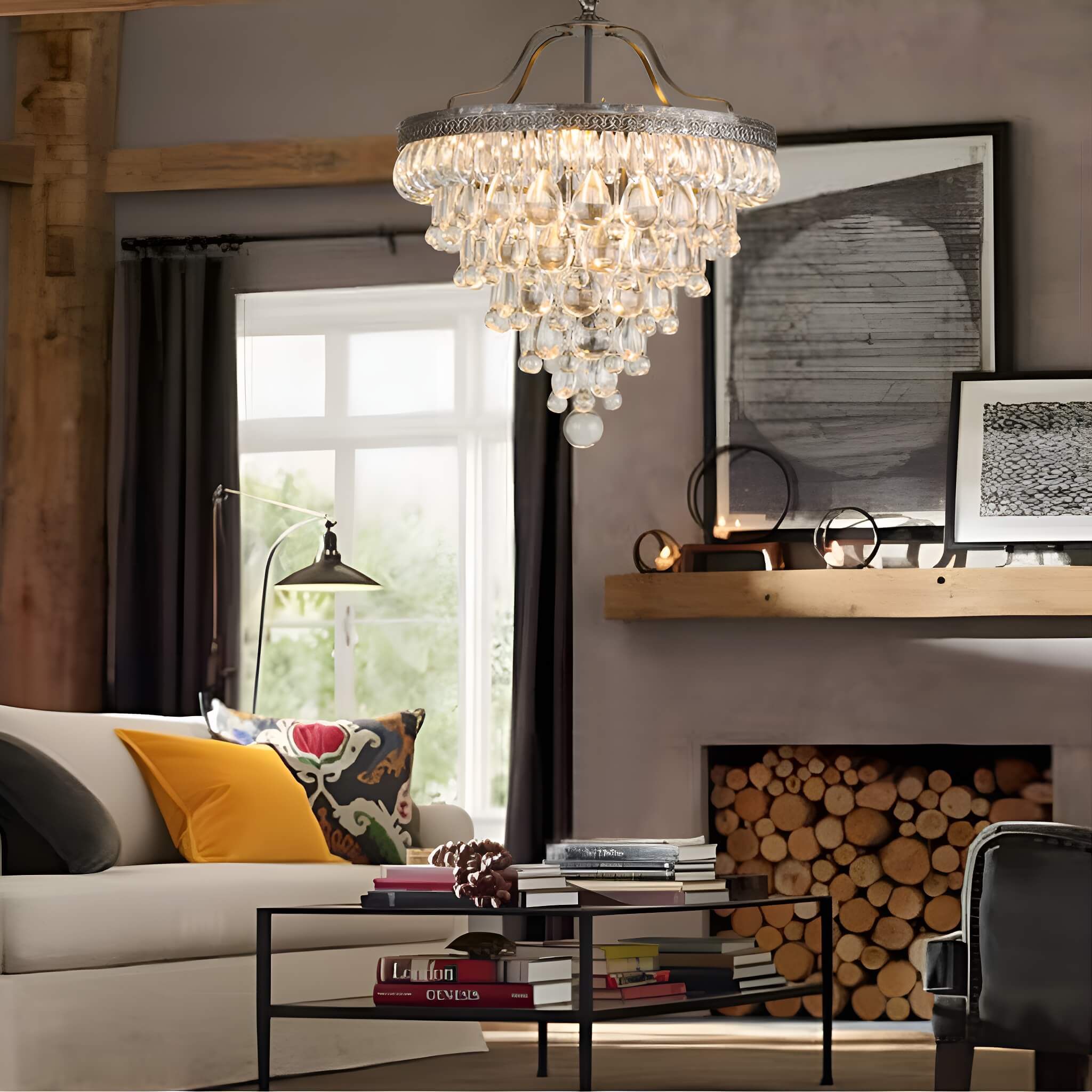 American Grape Crystal Chandelier Rustic living-room-2 | Sofary Lighting