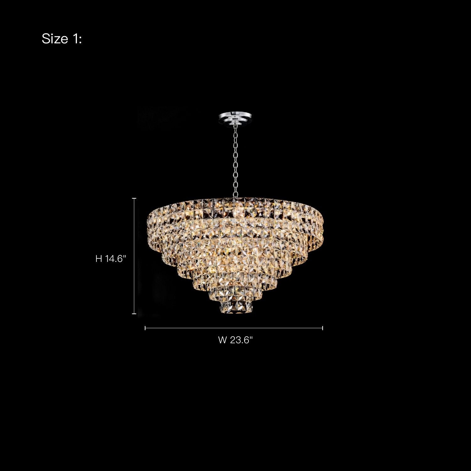 Aria Modern Gold K9 Crystal Glacier Irregular Three-Color Dimming Chandelier (Size 1) — dimensions: Height 14.6 inches, Width 23.6 inches, ideal for medium-sized dining rooms or foyers | Sofary Lighting