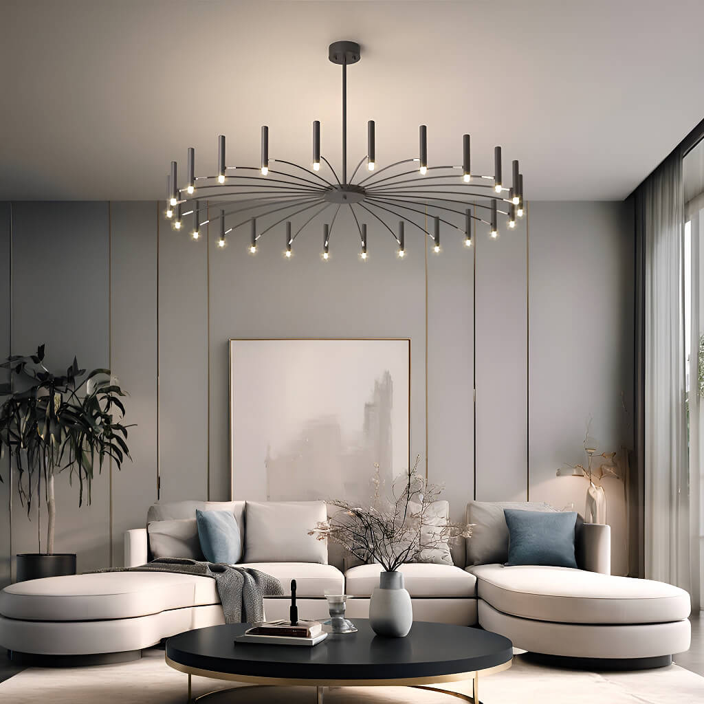 Modern Black Wagon Wheel Hanging Led Ceiling Chandeliers for Dining ...