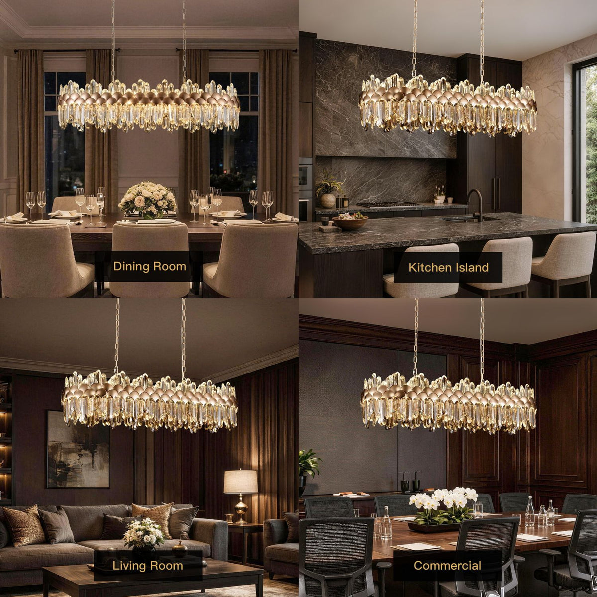 Aurelian Modern Gold K9 Crystal Linear Three-Color Dimming Chandelier ...