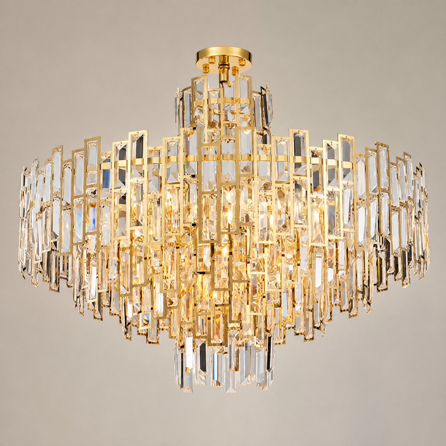 Aurelisse Luxury Gold Crystal Tiered Round Chandelier 120cm product view