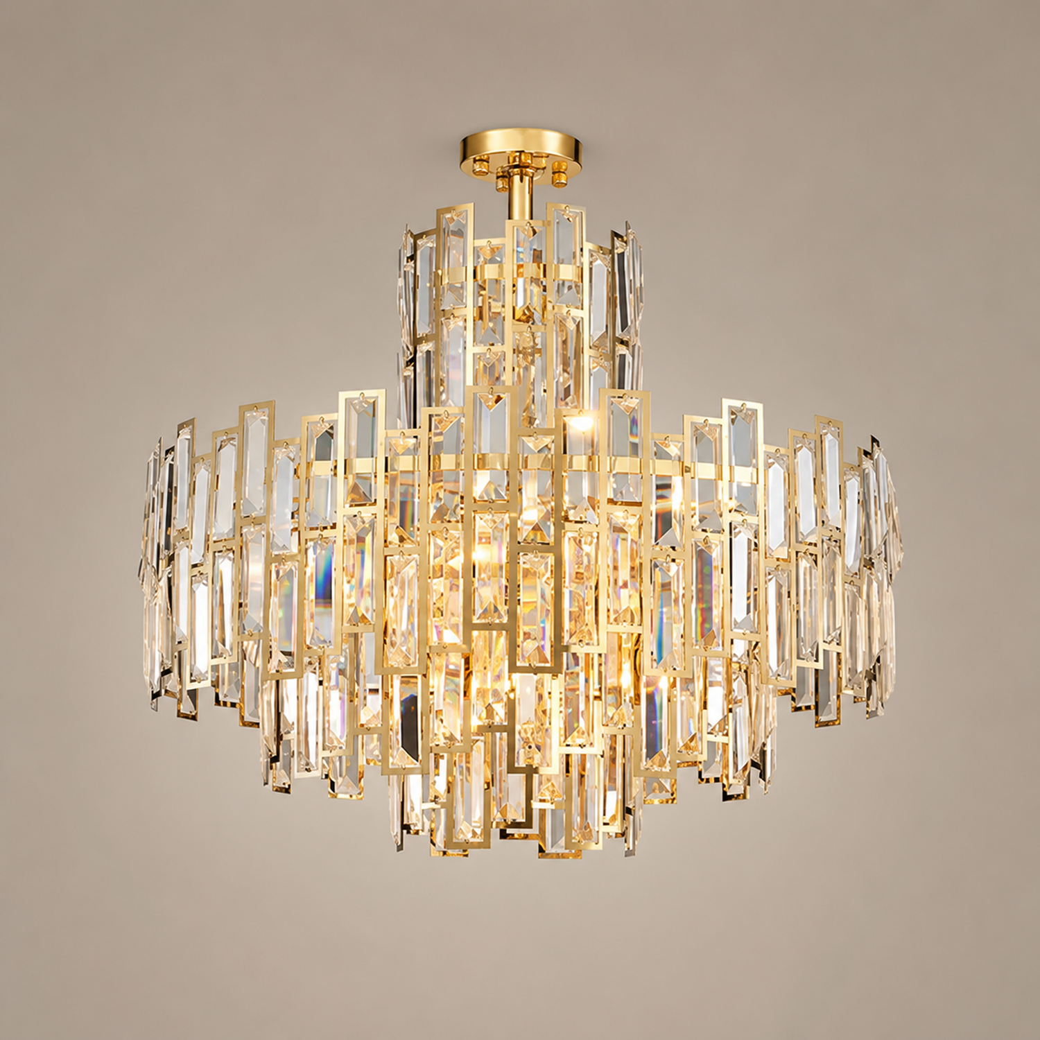 Aurelisse Luxury Gold Crystal Tiered Round Chandelier 60cm product view