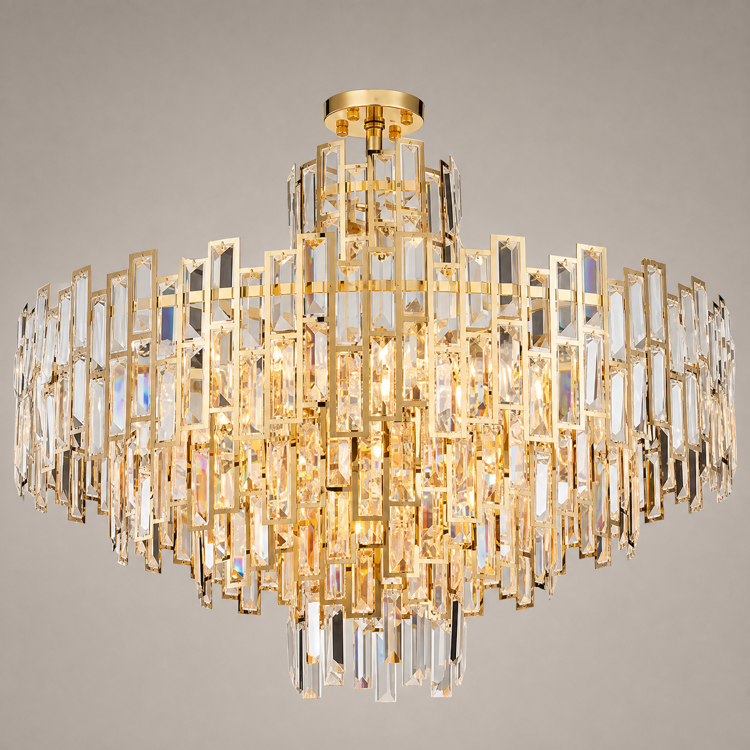 Aurelisse Luxury Gold Crystal Tiered Round Chandelier 80cm product view