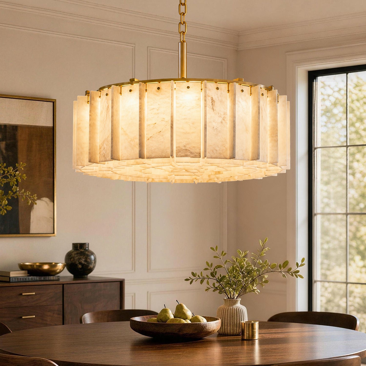 その他 Luminary / Amsterdam,anjunabeats,ANJ055 Gold Alabaster Round Chandelier - Modern Luxury | Sofary