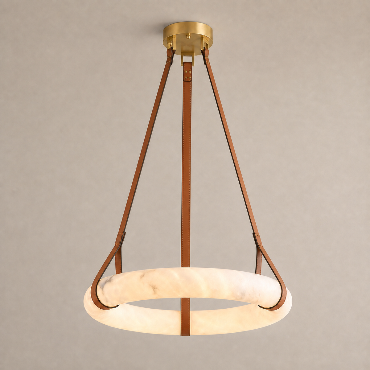 aurestra gold alabaster leather ring chandelier 32 inch