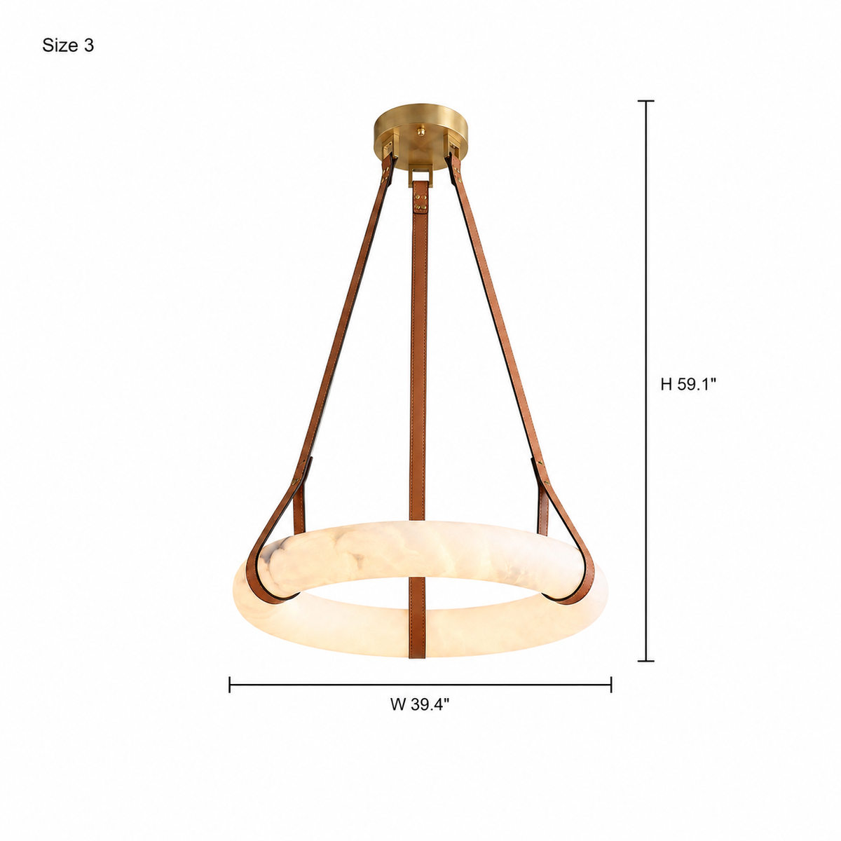 aurestra gold alabaster leather ring chandelier 39 inch size
