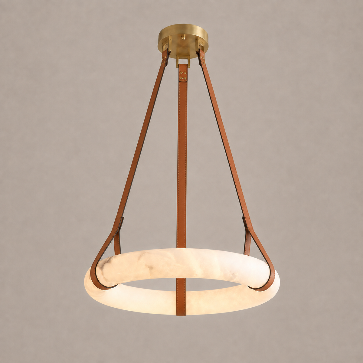 aurestra gold alabaster leather ring chandelier 47 inch