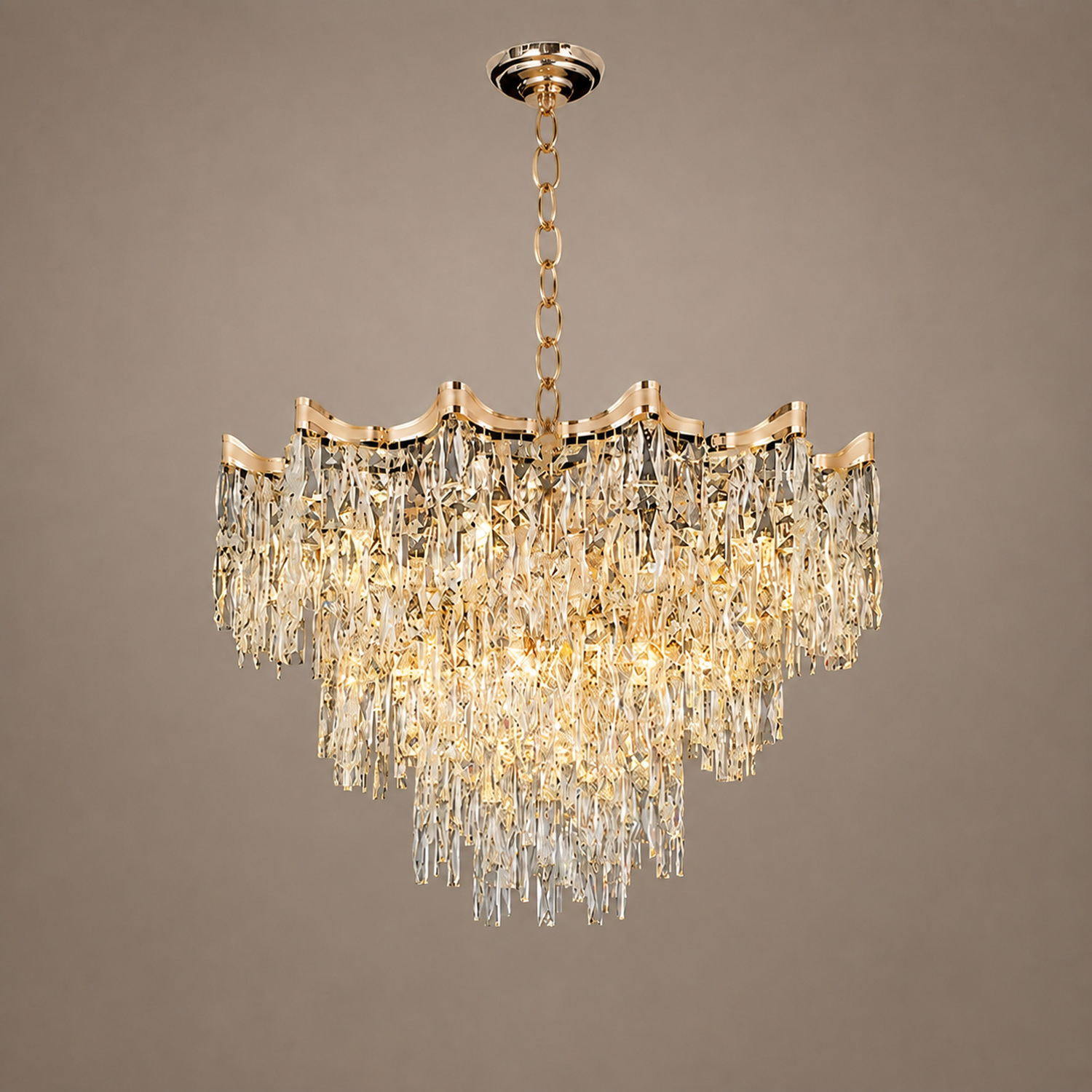 Aurevane luxury gold crystal tiered empire chandelier
