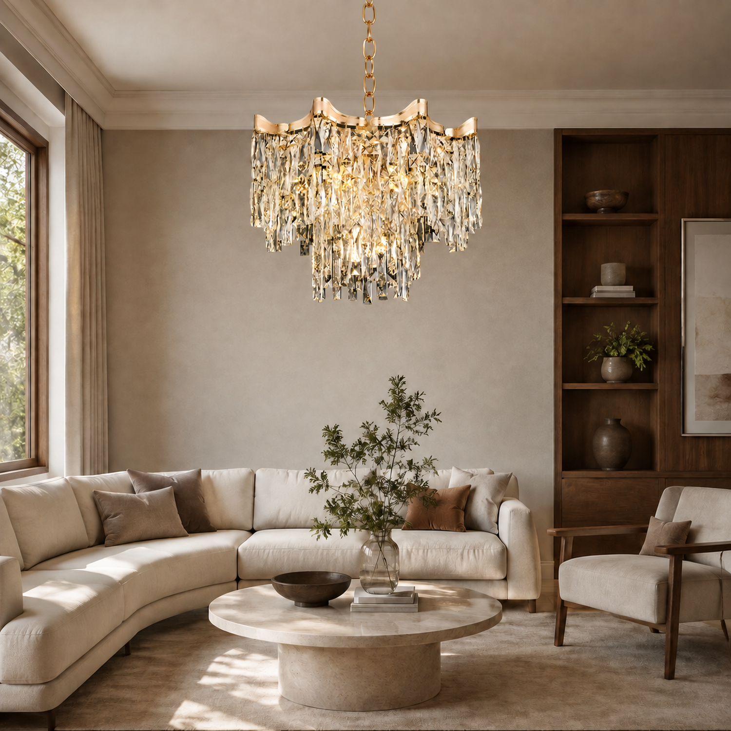 Aurevane luxury gold crystal tiered empire chandelier