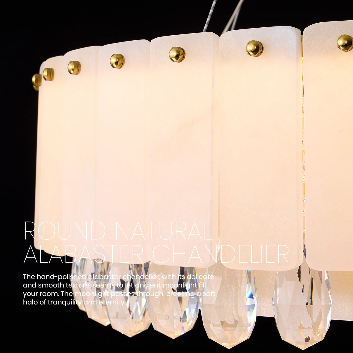 aurevia modern luxury gold natural alabaster crystal round chandelier alabaster crystal materials sofary lighting