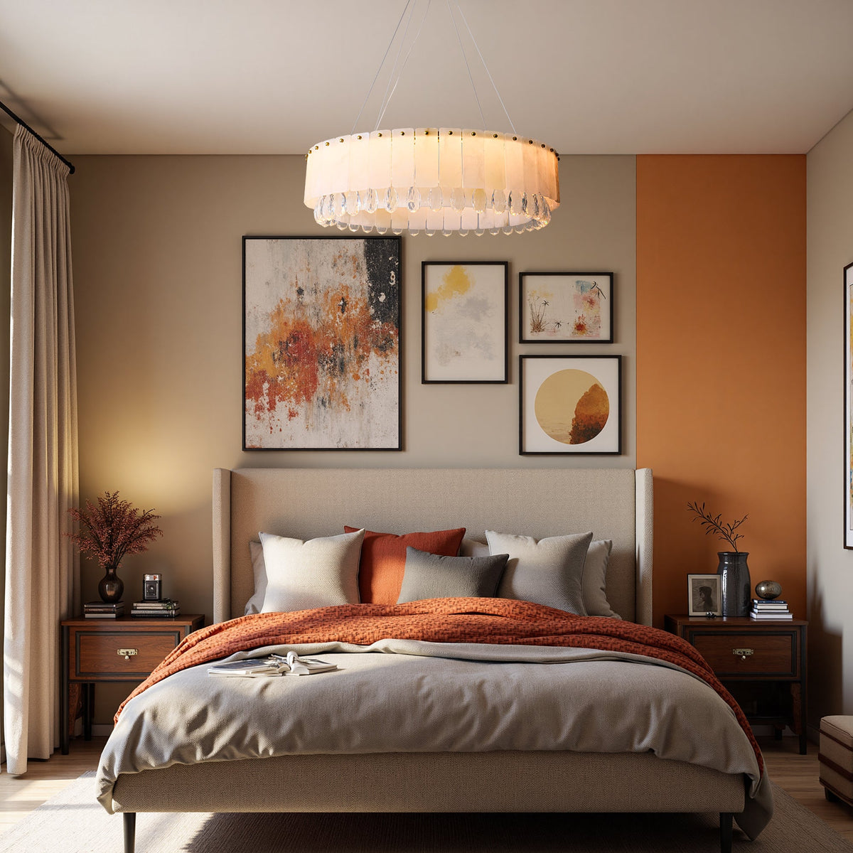 aurevia modern luxury gold natural alabaster crystal round chandelier bedroom sofary lighting