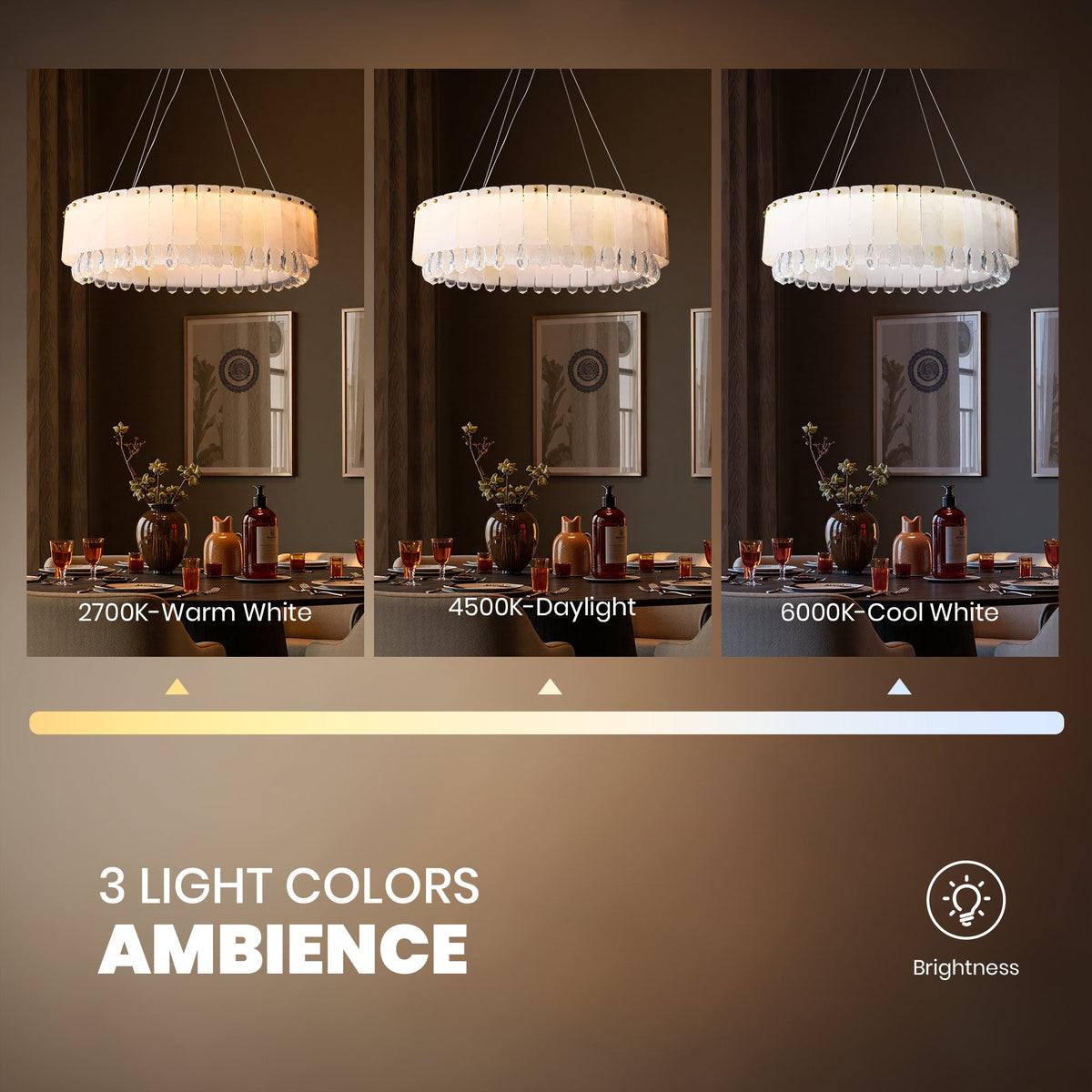 aurevia modern luxury gold natural alabaster crystal round chandelier three color temperatures sofary lighting