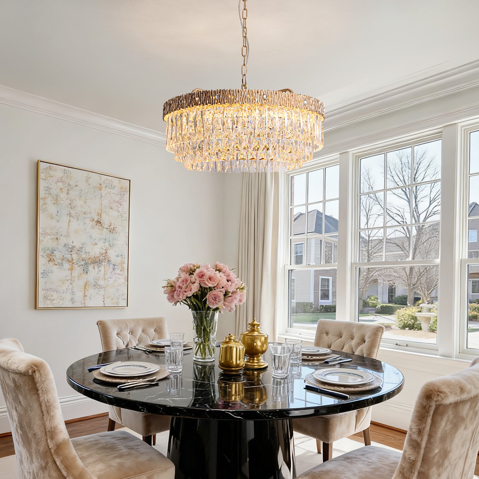 avelora-modern-luxury-gold-crystal-tiered-ring-chandelier-above-the-dining-room