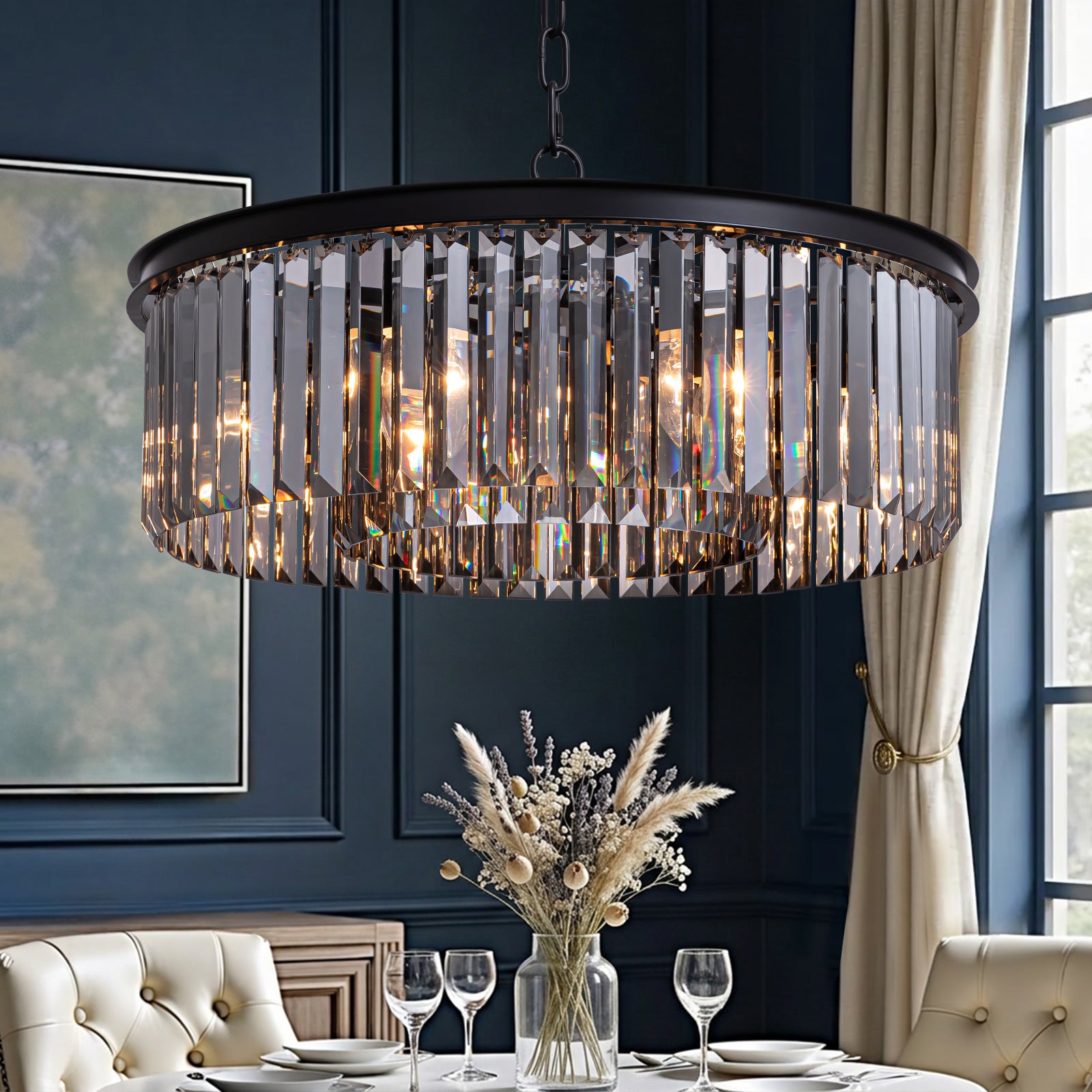 black-crystal-chandelier-round-design-pendant-light-dining-room-chandelier