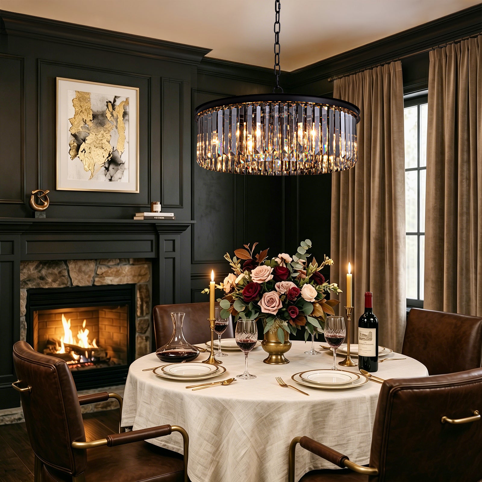 black-crystal-chandelier-round-design-pendant-light-dining-room-using-scene
