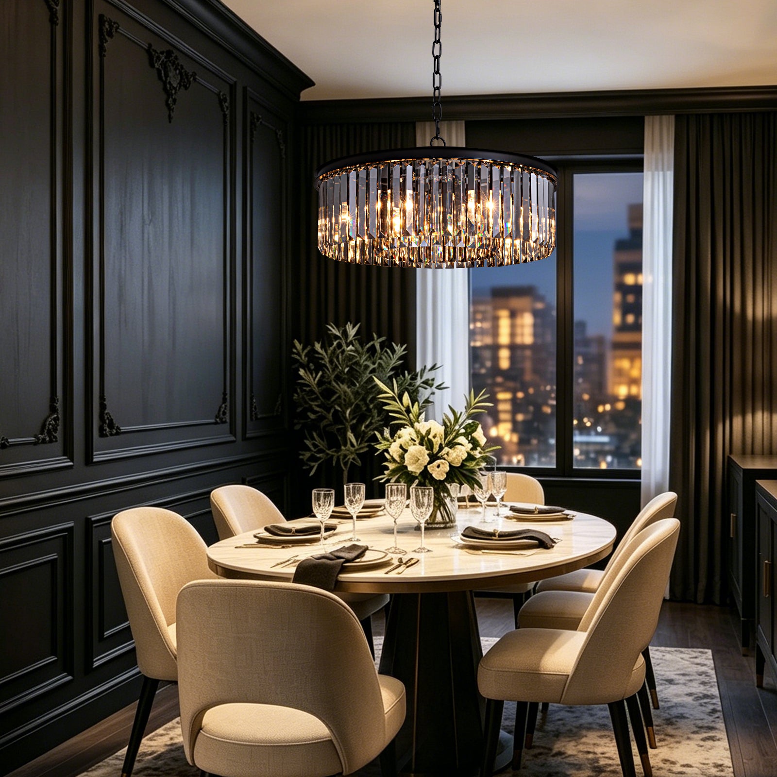 black-crystal-chandelier-round-design-pendant-light-dining