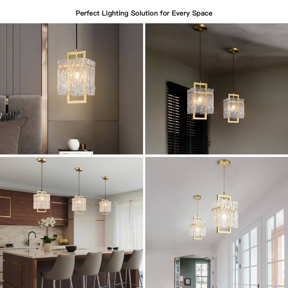 Cracked Glass Square Lampshade Pendant Light | Sofary Lighting