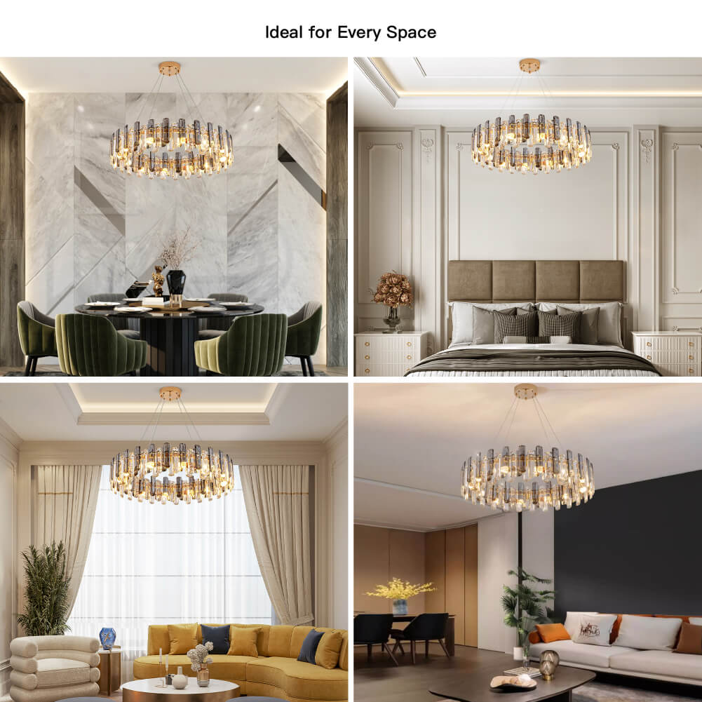 Round Glass Shade Gold Chandelier | Sofary Lighting