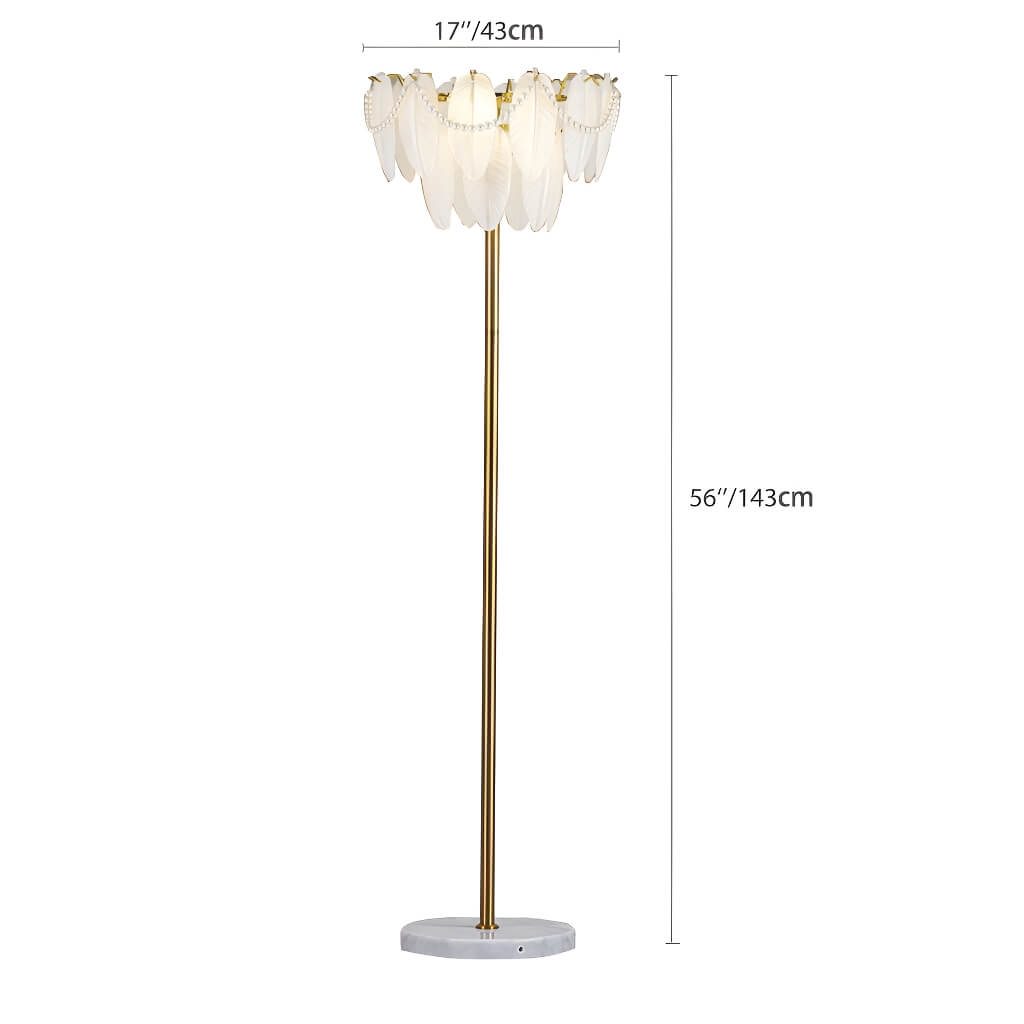 Classic Vintage Shade Feather Crystal Floor Lamp-size |Sofary