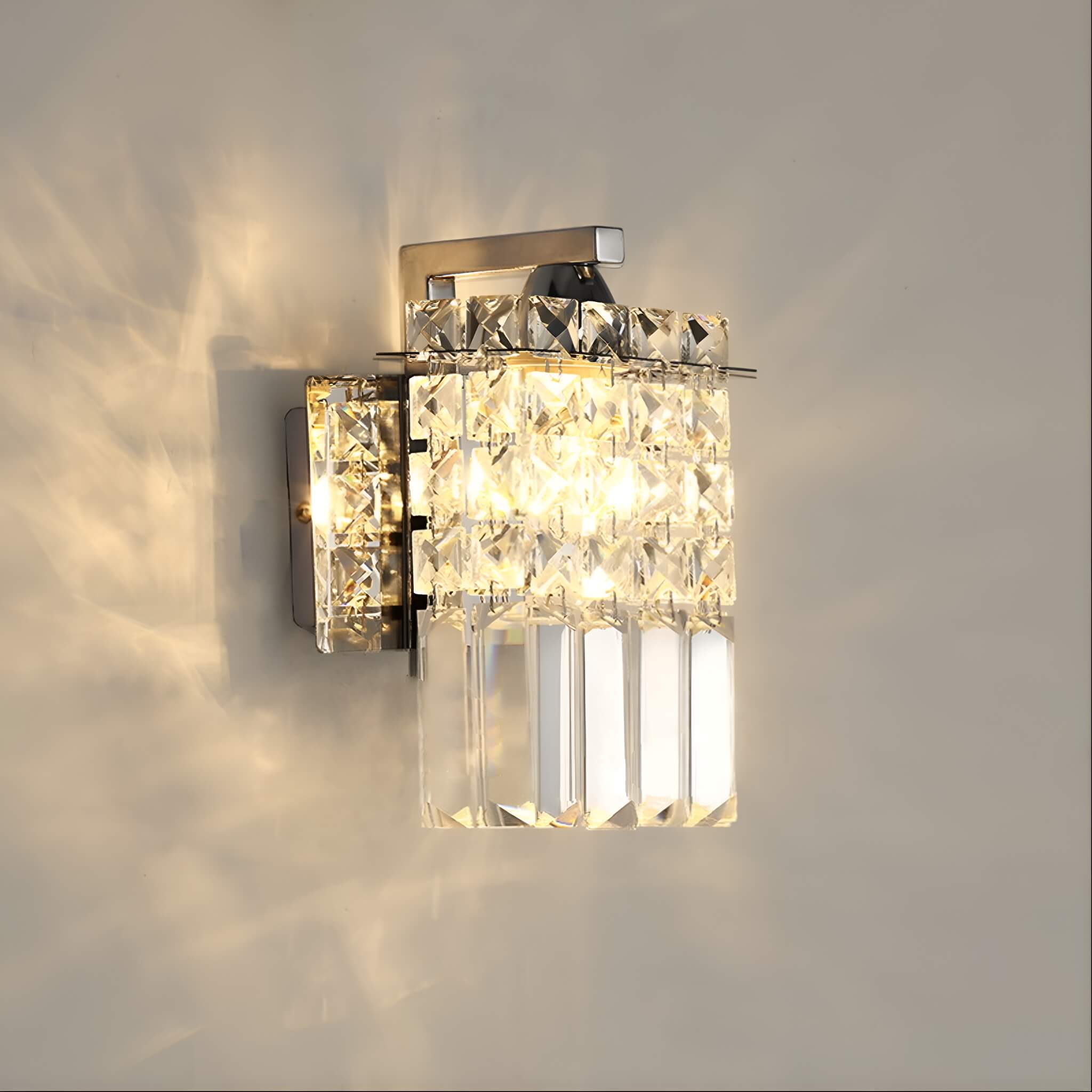 Contemporary Crystal Wall Sconce Elevate Your Living Space with Stainless Steel Elegance -light-on|Sofary