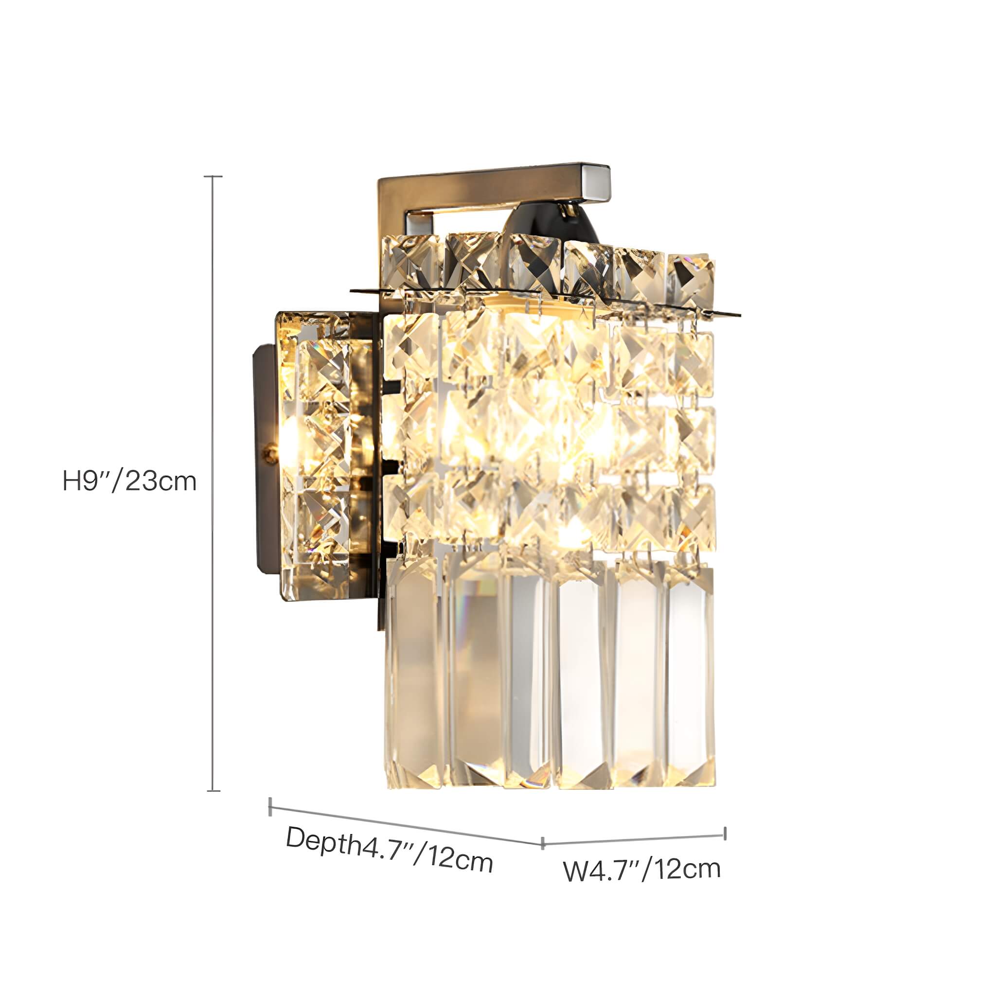 Contemporary Crystal Wall Sconce Elevate Your Living Space with Stainless Steel Elegance -size|Sofary