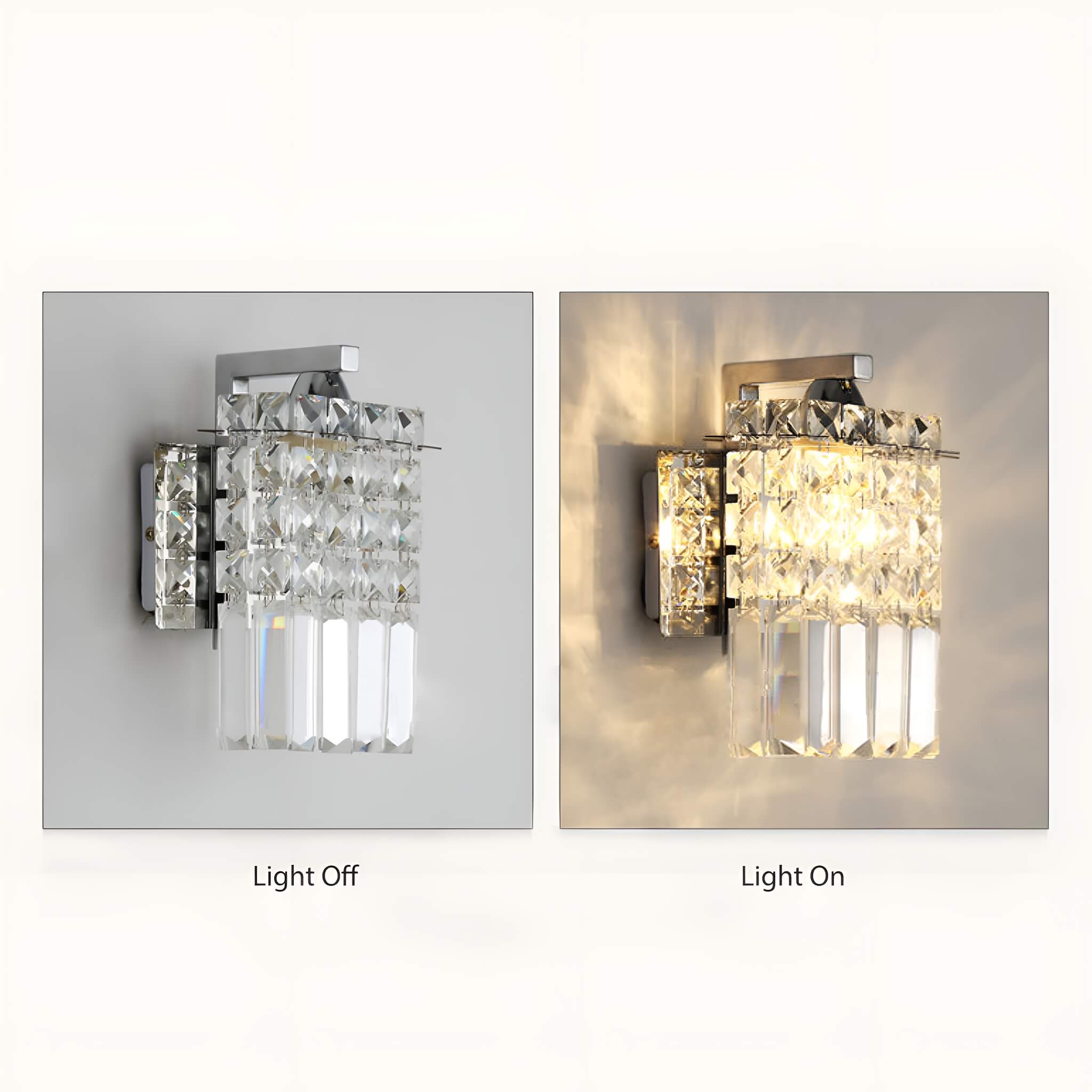 Contemporary Crystal Wall Sconce Elevate Your Living Space with Stainless Steel Elegance -turn-on-off|Sofary