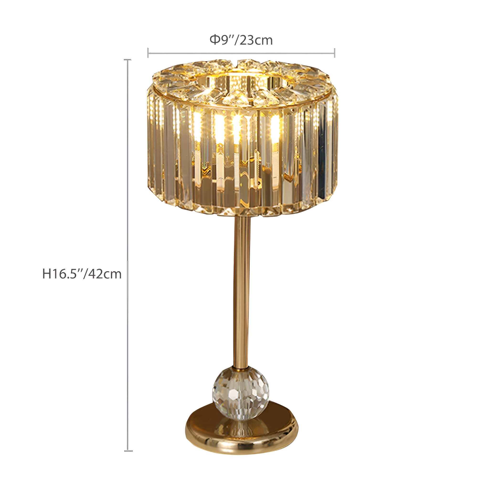 Contemporary Gold Crystal Table Lamp - Perfect for Bedside Elegance -size|Sofary