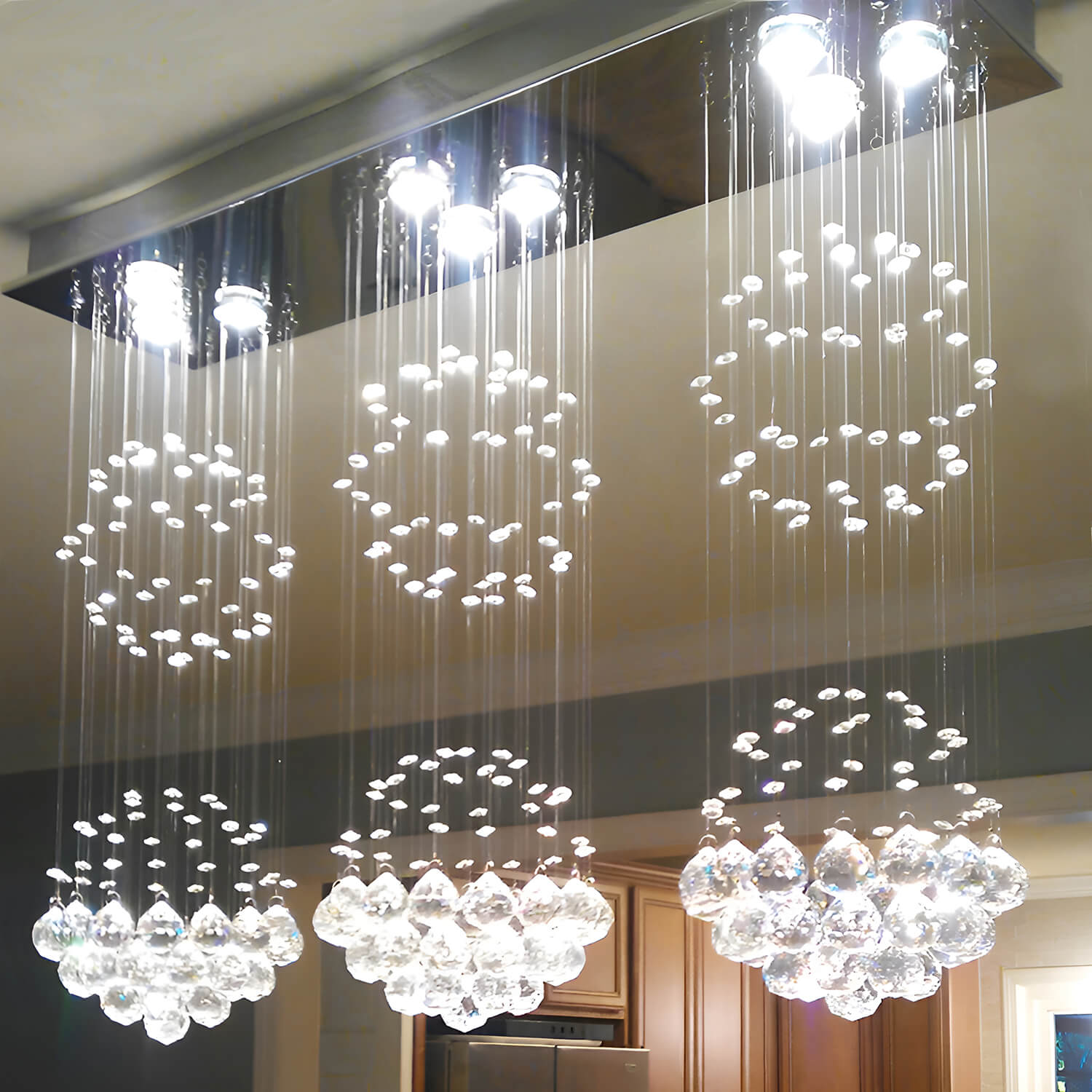  Contemporary Island Crystal Raindrop Chandelier - Dining Room Ceiling Light-2 |Sofary