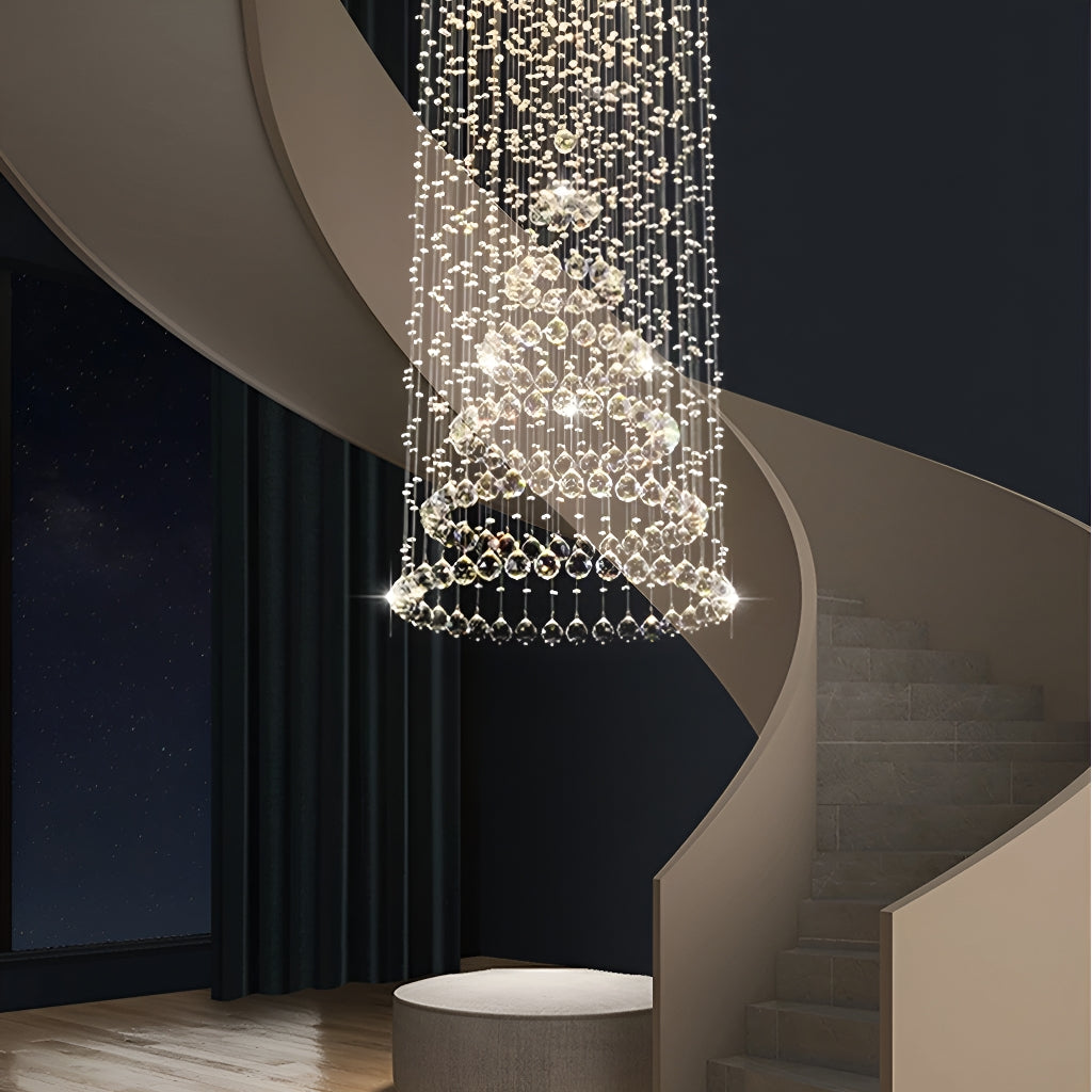 Contemporary Luxury Round Design Raindrop Crystal Chandelier-living-room-3|Sofary