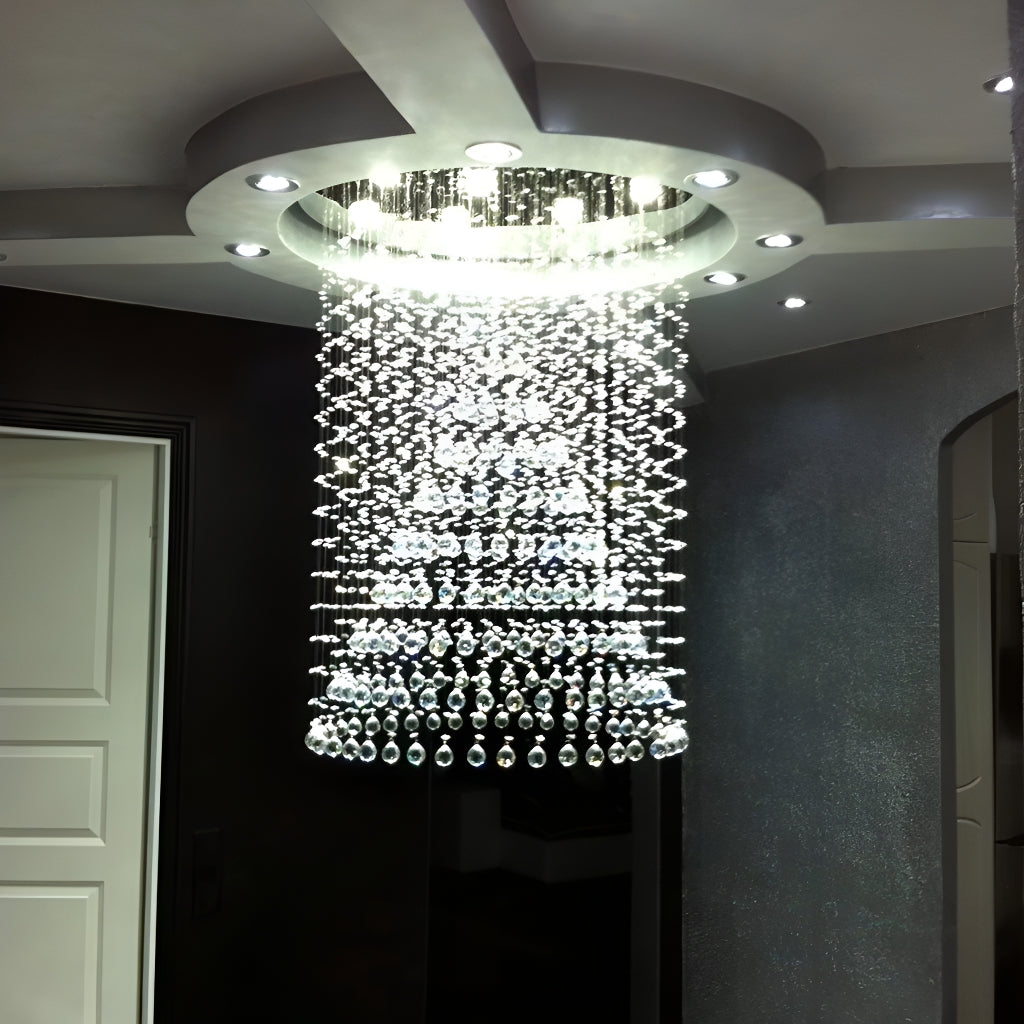 Contemporary Luxury Round Design Raindrop Crystal Chandelier-living-room-6|Sofary