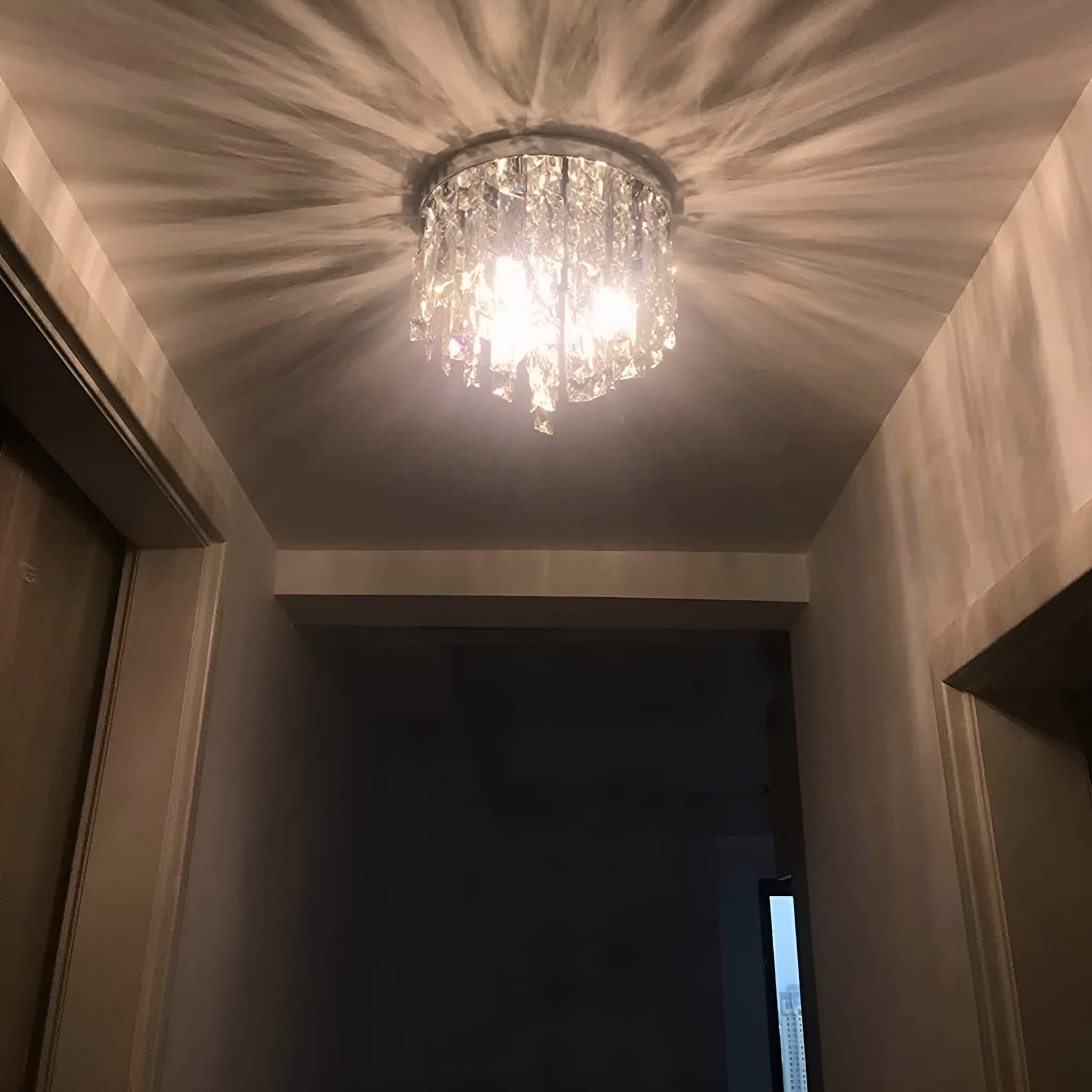 Contemporary Round Crystal Chandelier - Flush Mount Ceiling Lights doorway |Sofary