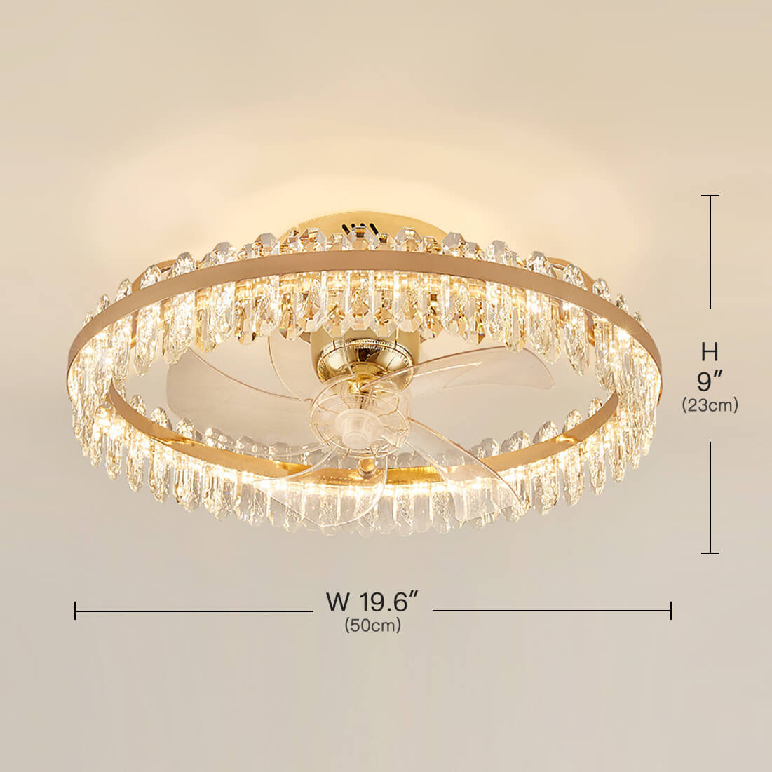 Crystal Ceiling Fan Oscillating Ceiling Fan Light size | Sofary Lighting
