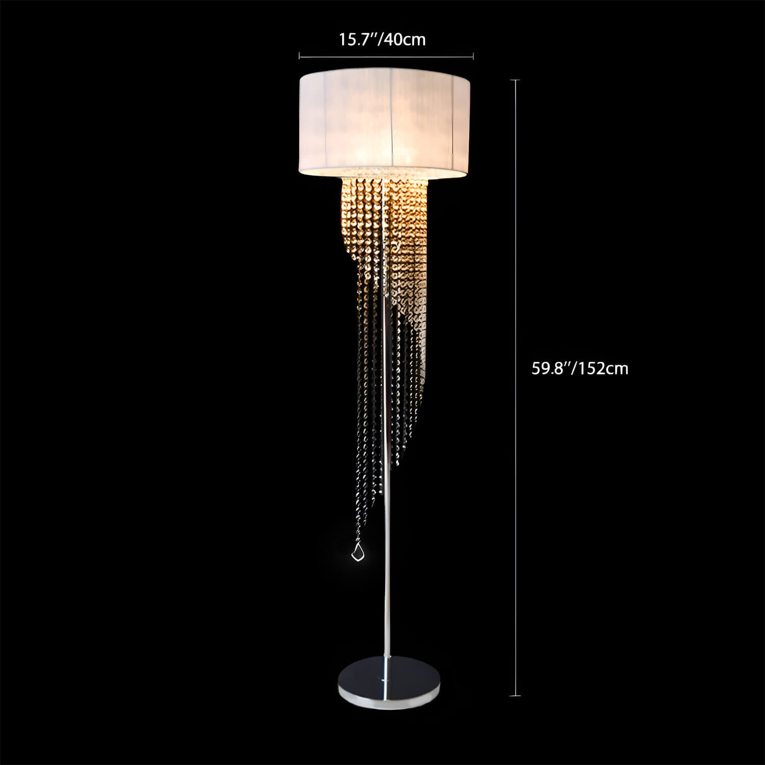 Crystal Floor Lamp for Bedroom Cloth Shade Crystal Pendant-size |Sofary
