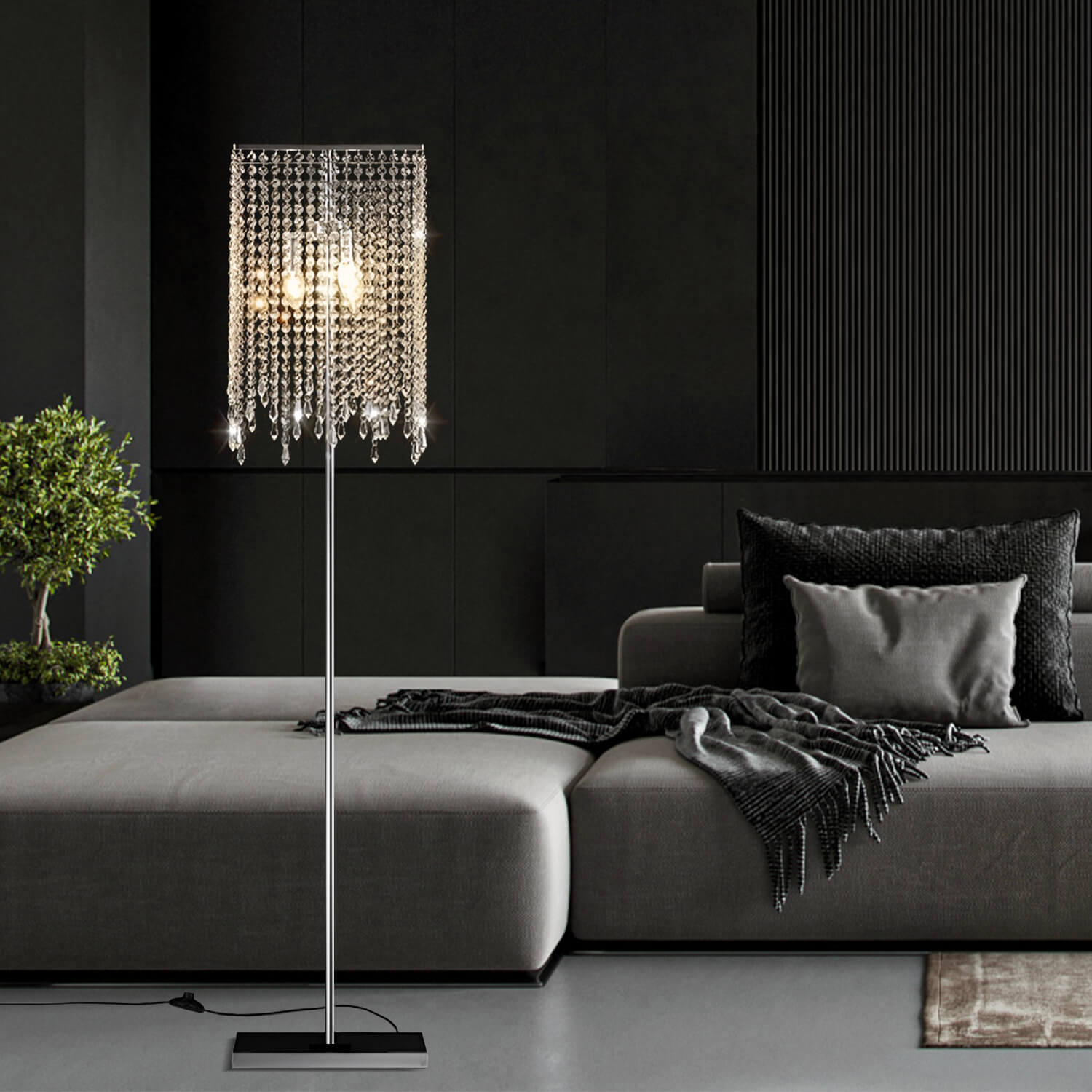 Crystal Floor Lamp for Bedroom Vertical Glass Square Lamp-living-room-3 | Sofary