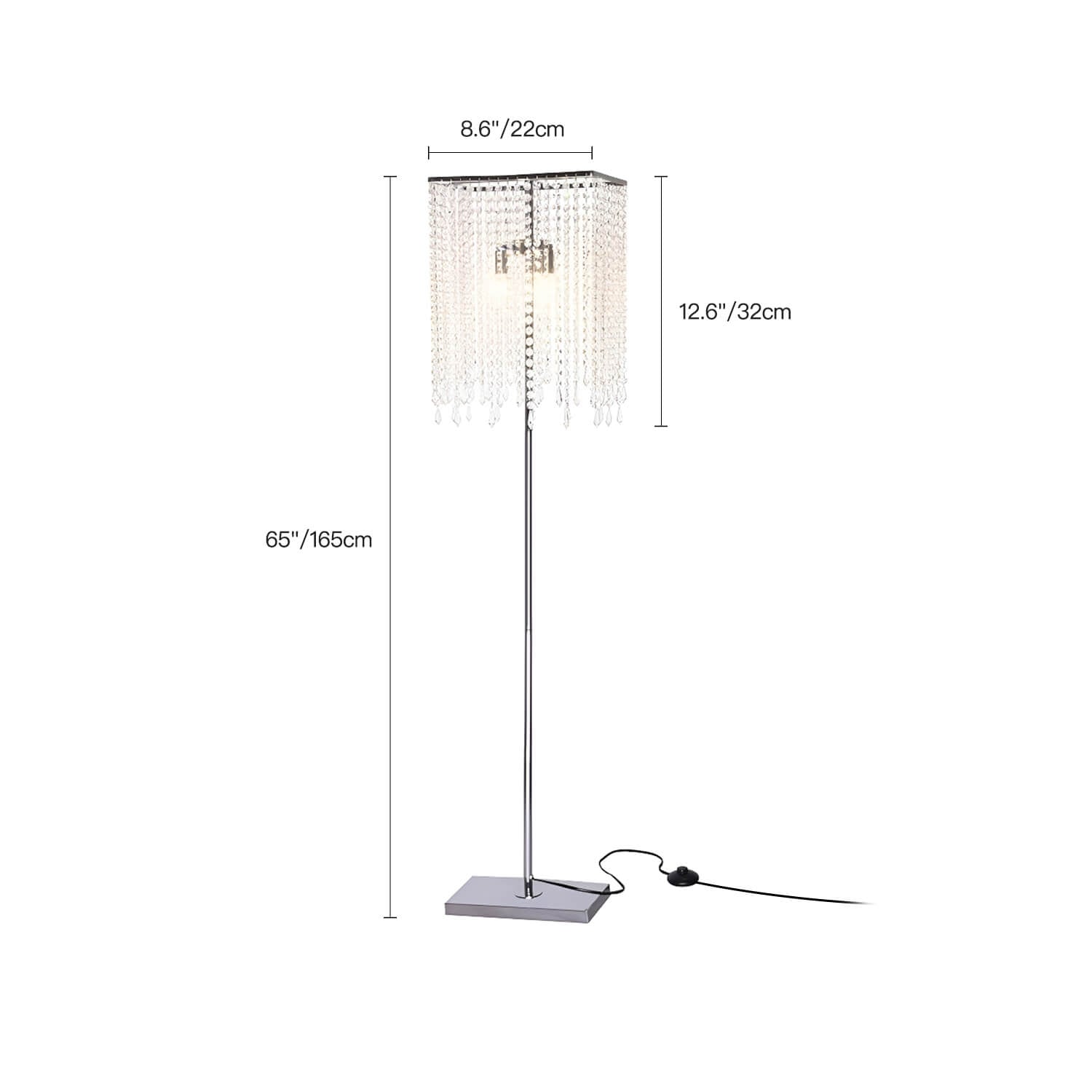 Crystal Floor Lamp for Bedroom Vertical Glass Square Lamp-size | Sofary