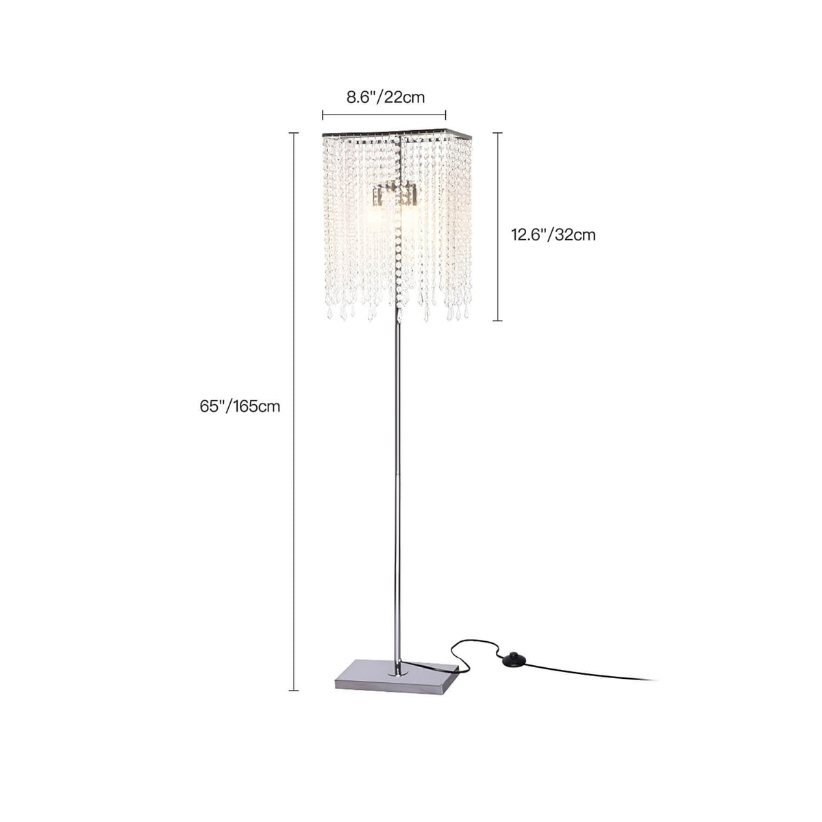 Crystal Floor Lamp for Bedroom Vertical Glass Square Lamp-size | Sofary