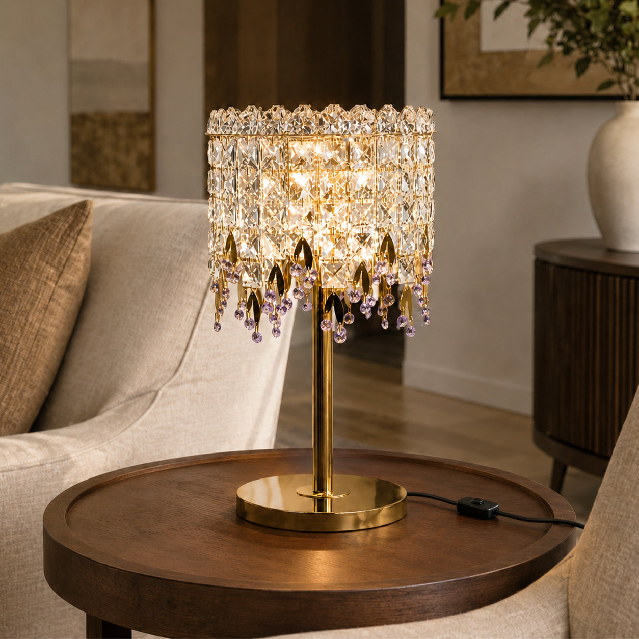 Elegant Vintage Crystal Cordless Touch Small Table Lamps