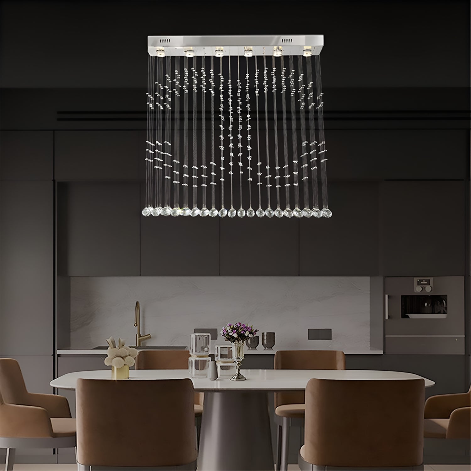 Double C Crystal Chandelier Custom Ceiling Light -room-3|Sofary