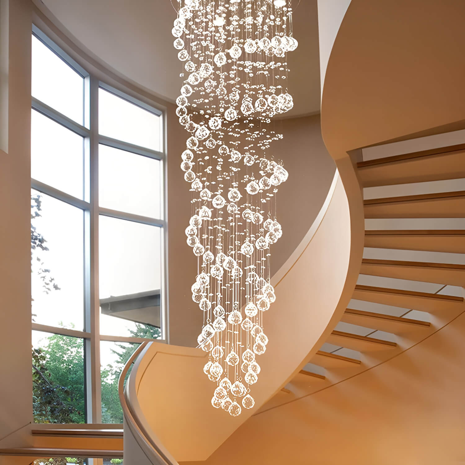 Double Spiral Modern Raindrop Chandelier - Staircase Chandelier-Staircase-3 |Sofary