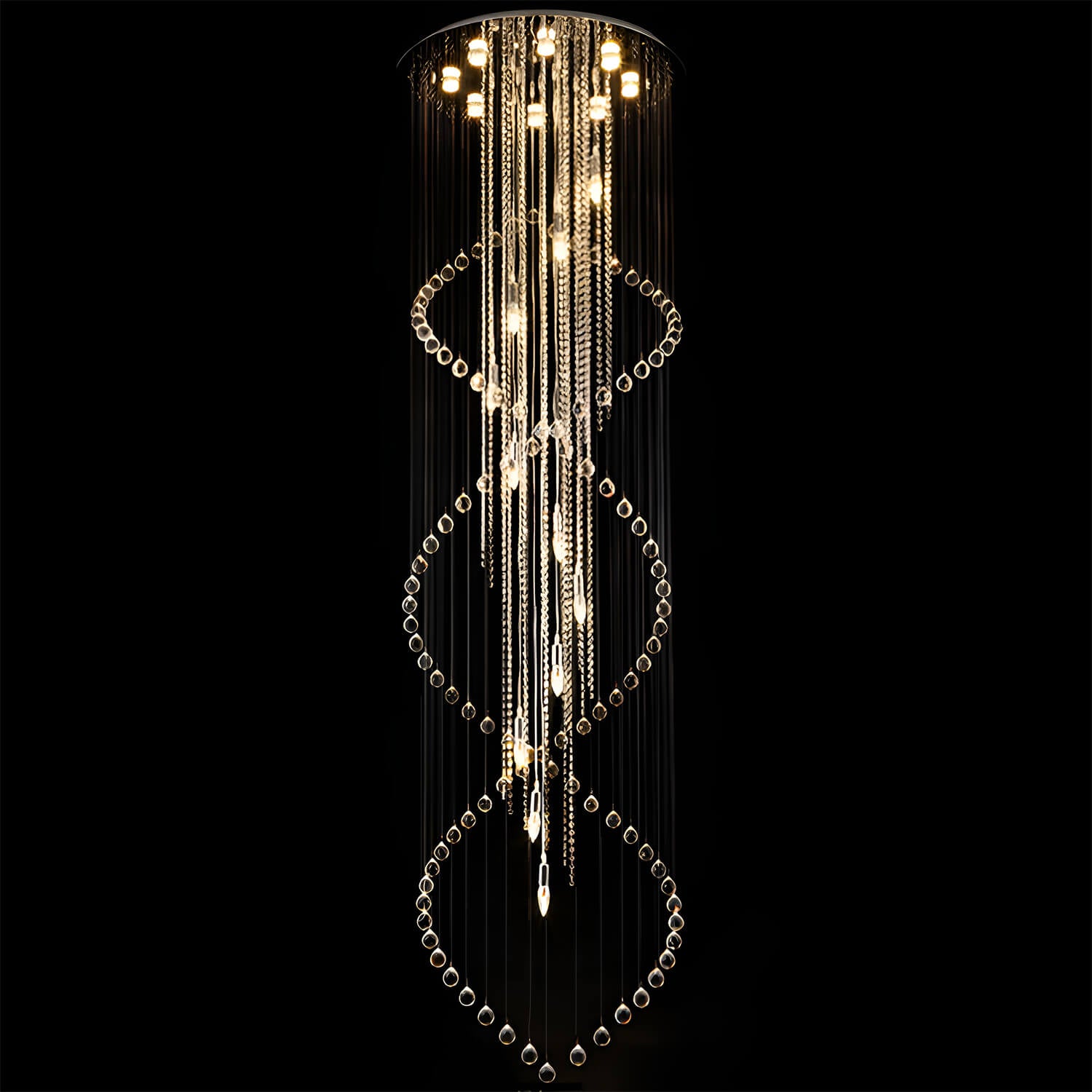 Double Spiral Raindrop Crystal Chandelier - Flush Mount Ceiling Light-8 |Sofary