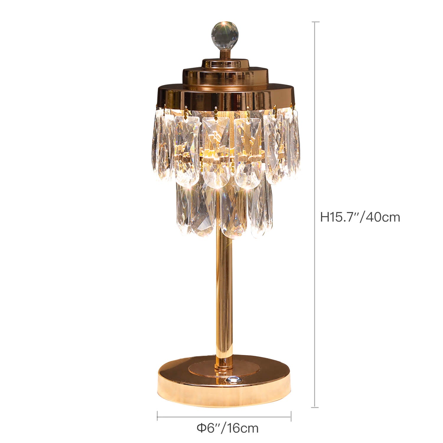 Elegant Gold Table Lamp with Beveled Crystal Shade-size |Sofary