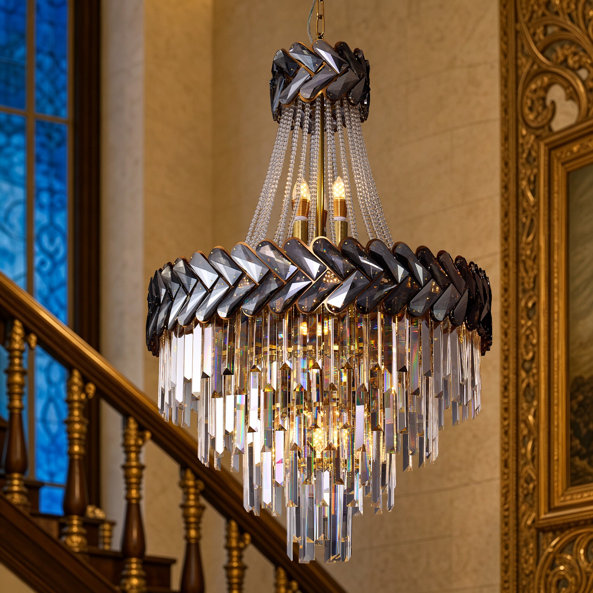 elowen-modern-luxury-black-gold-crystal-tiered-chandelier-night