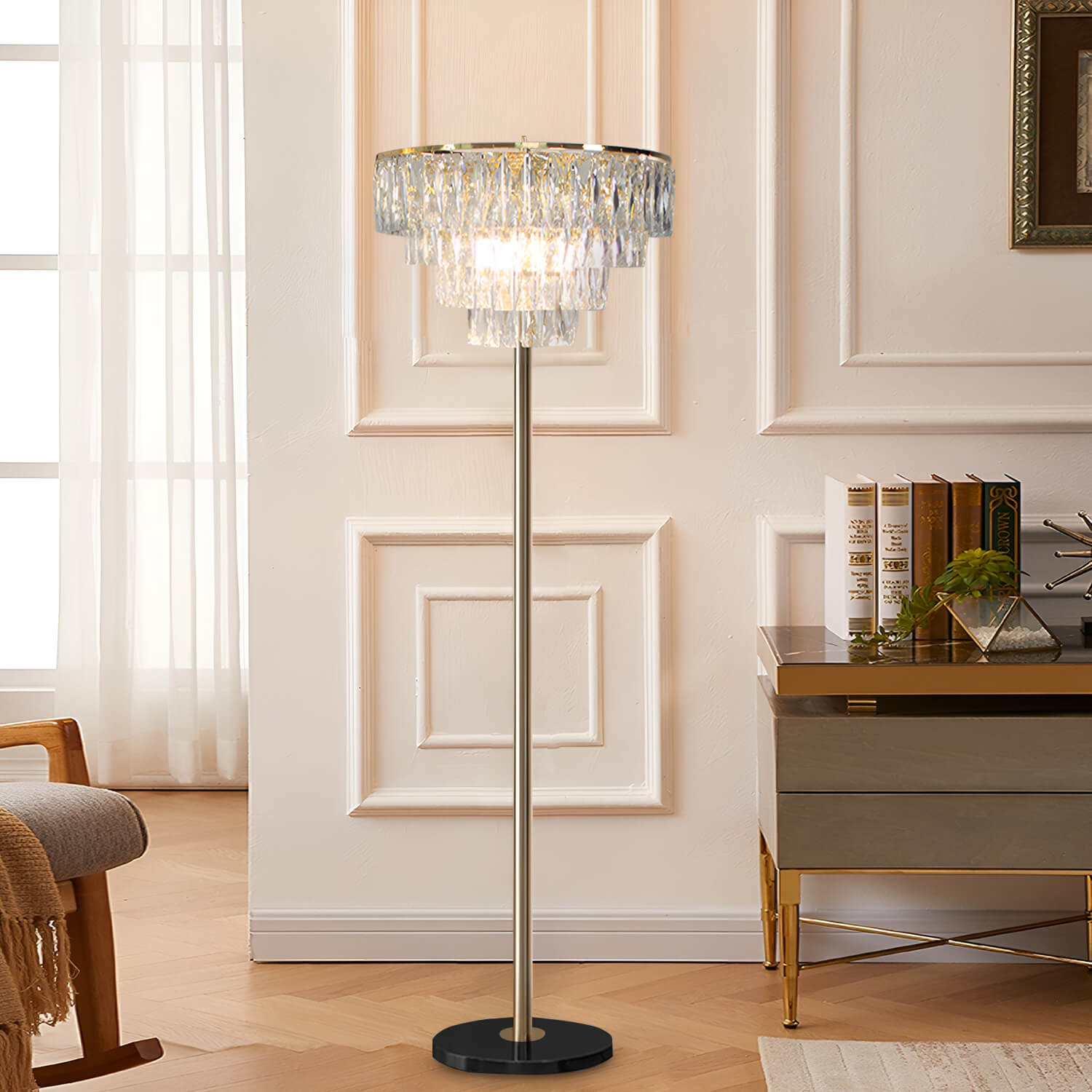 French Luxe Crystal Floor Lamp for Living Room and Bedroom -study-room|Sofary