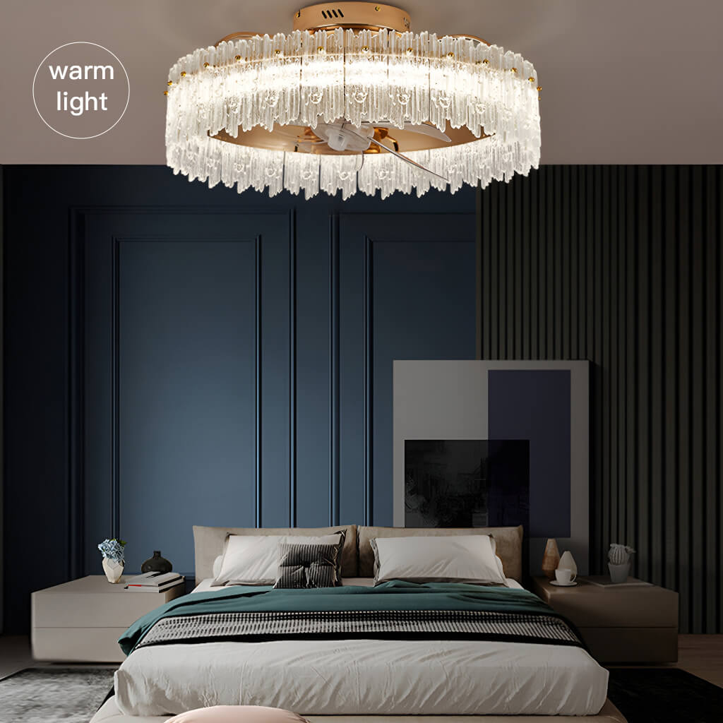 Gold Crystal Oscillating Ceiling Fan Light bedroom-2 | Sofary Lighting